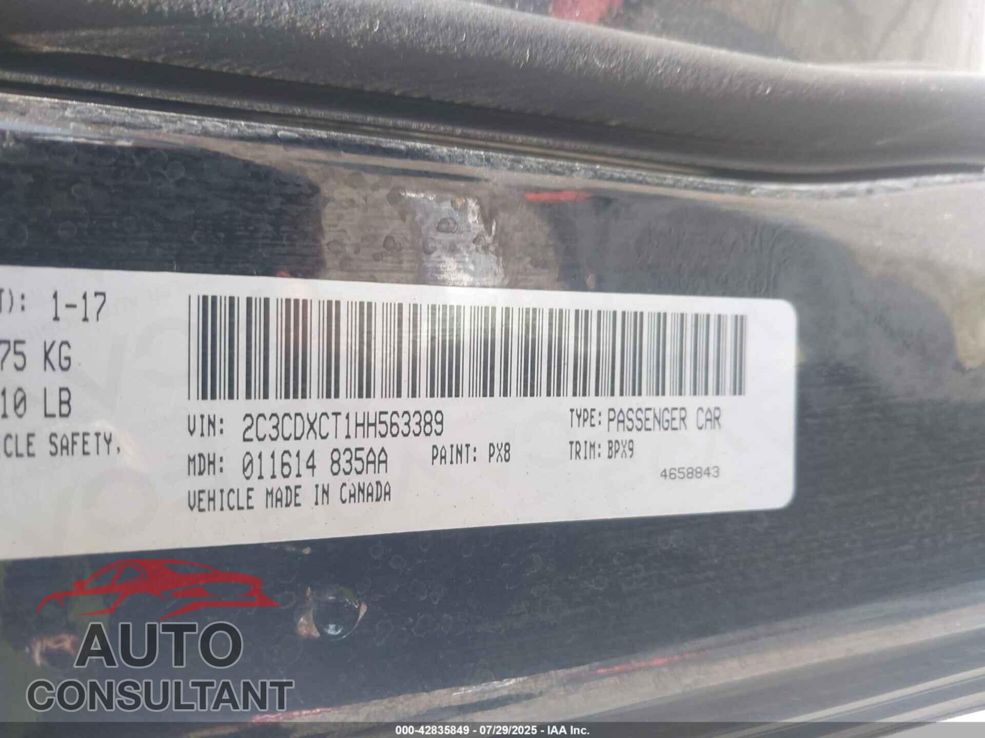 DODGE CHARGER 2017 - 2C3CDXCT1HH563389
