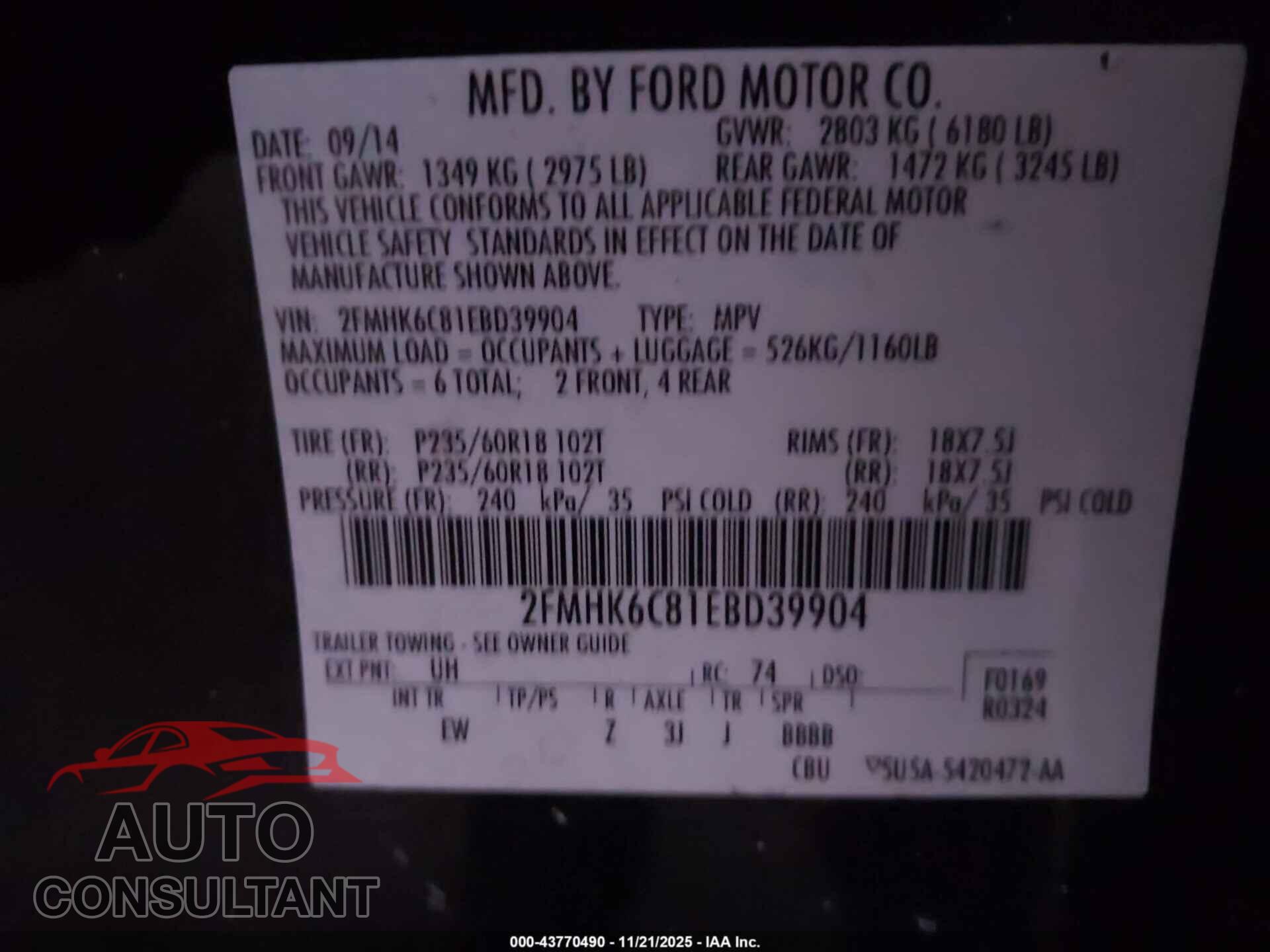 FORD FLEX 2014 - 2FMHK6C81EBD39904