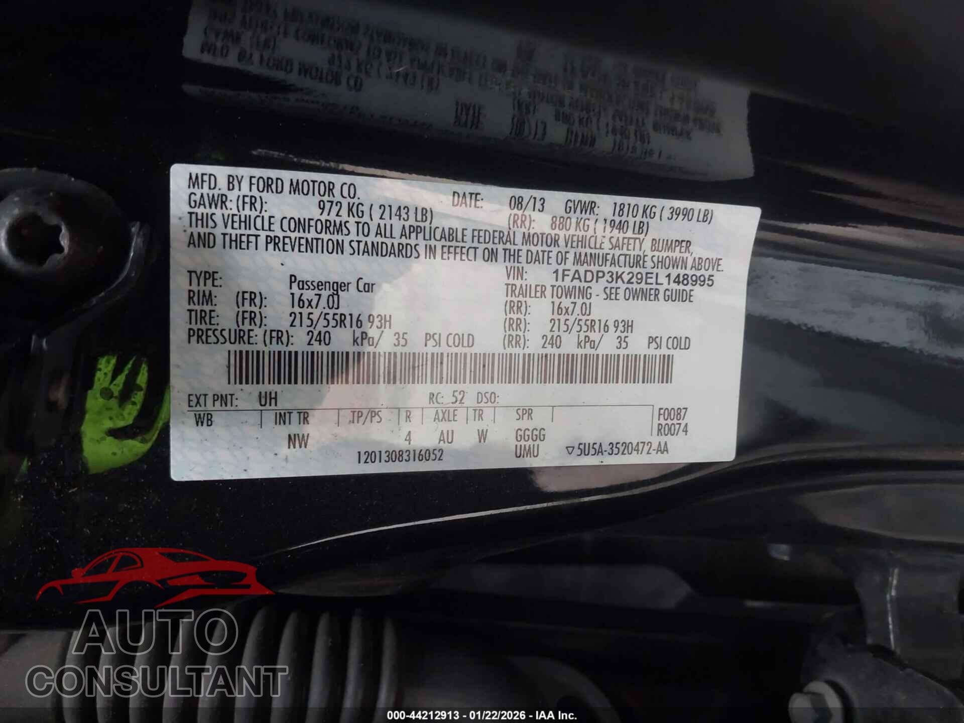 FORD FOCUS 2014 - 1FADP3K29EL148995