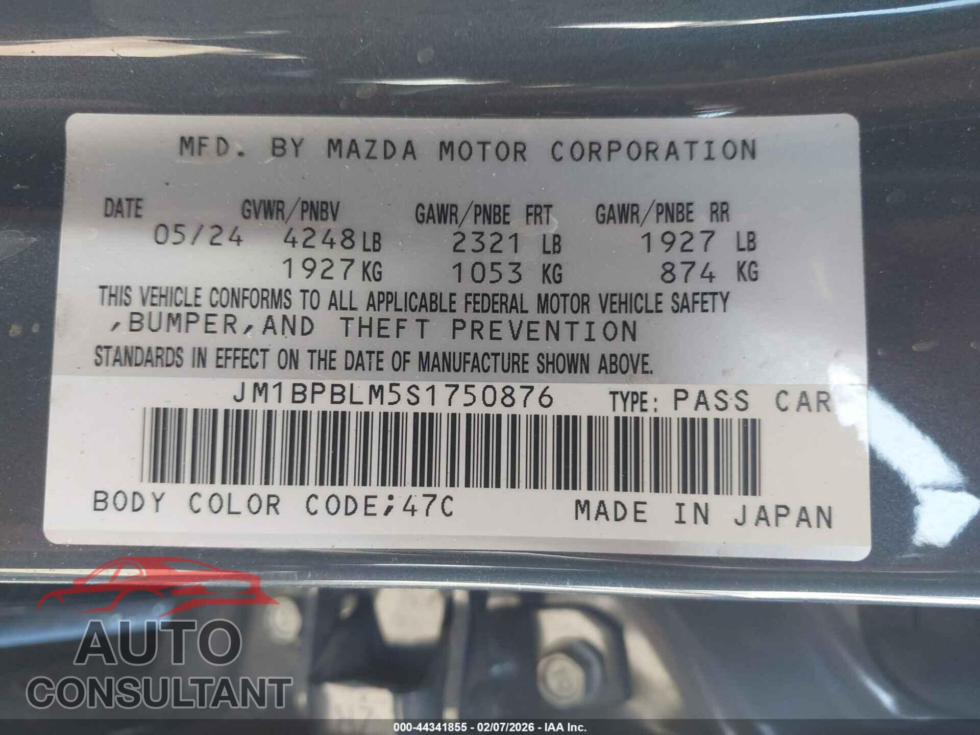 MAZDA MAZDA3 2025 - JM1BPBLM5S1750876
