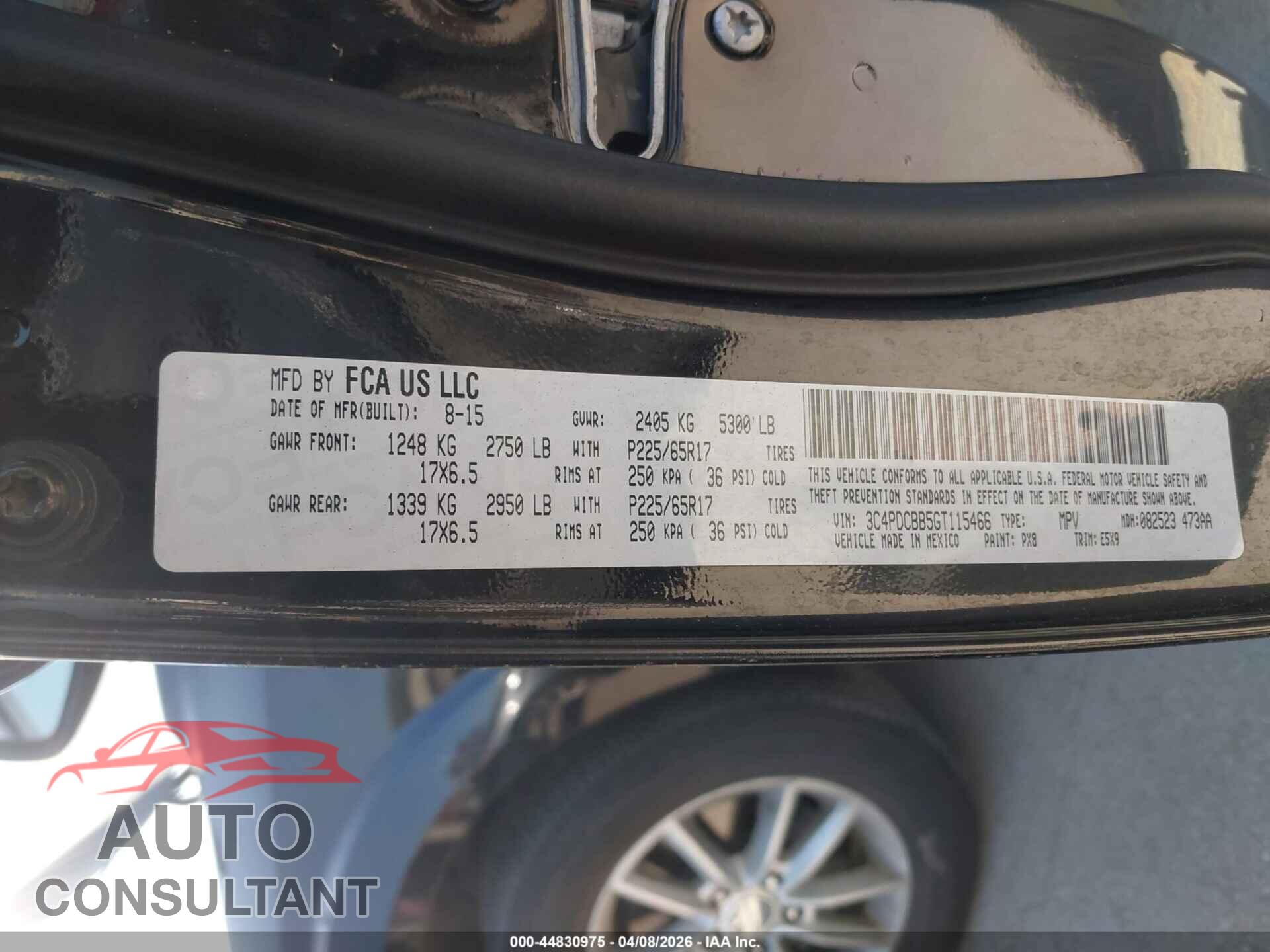 DODGE JOURNEY 2016 - 3C4PDCBB5GT115466