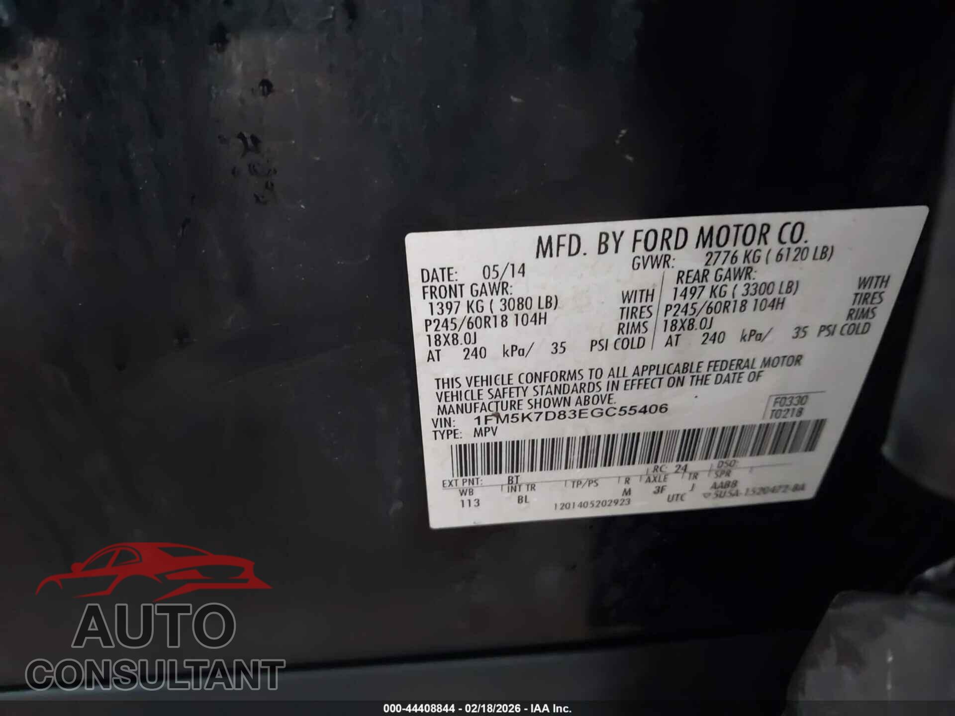 FORD EXPLORER 2014 - 1FM5K7D83EGC55406