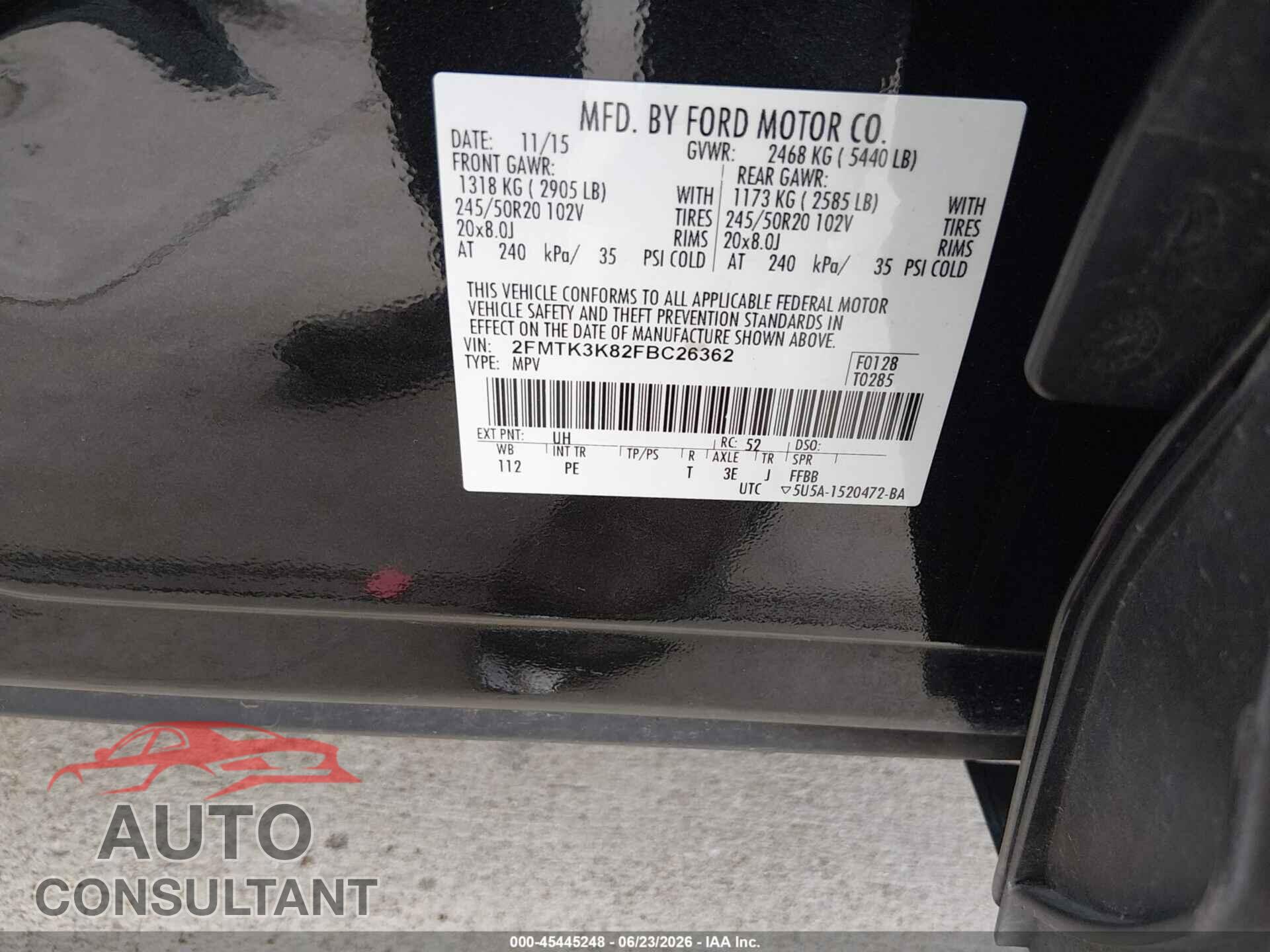 FORD EDGE 2015 - 2FMTK3K82FBC26362
