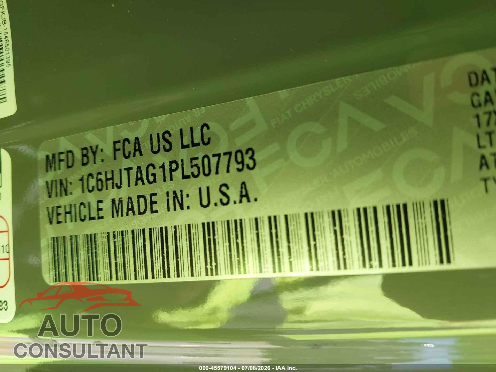 JEEP GLADIATOR 2023 - 1C6HJTAG1PL507793