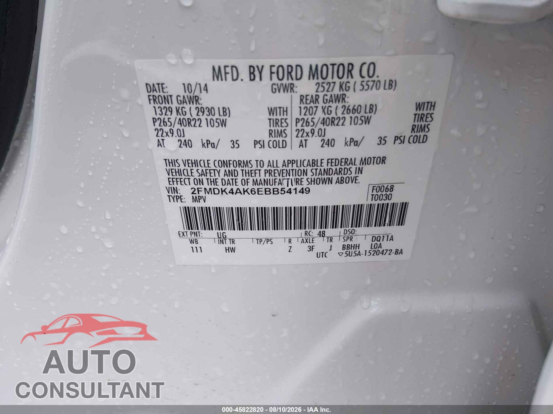 FORD EDGE 2014 - 2FMDK4AK6EBB54149