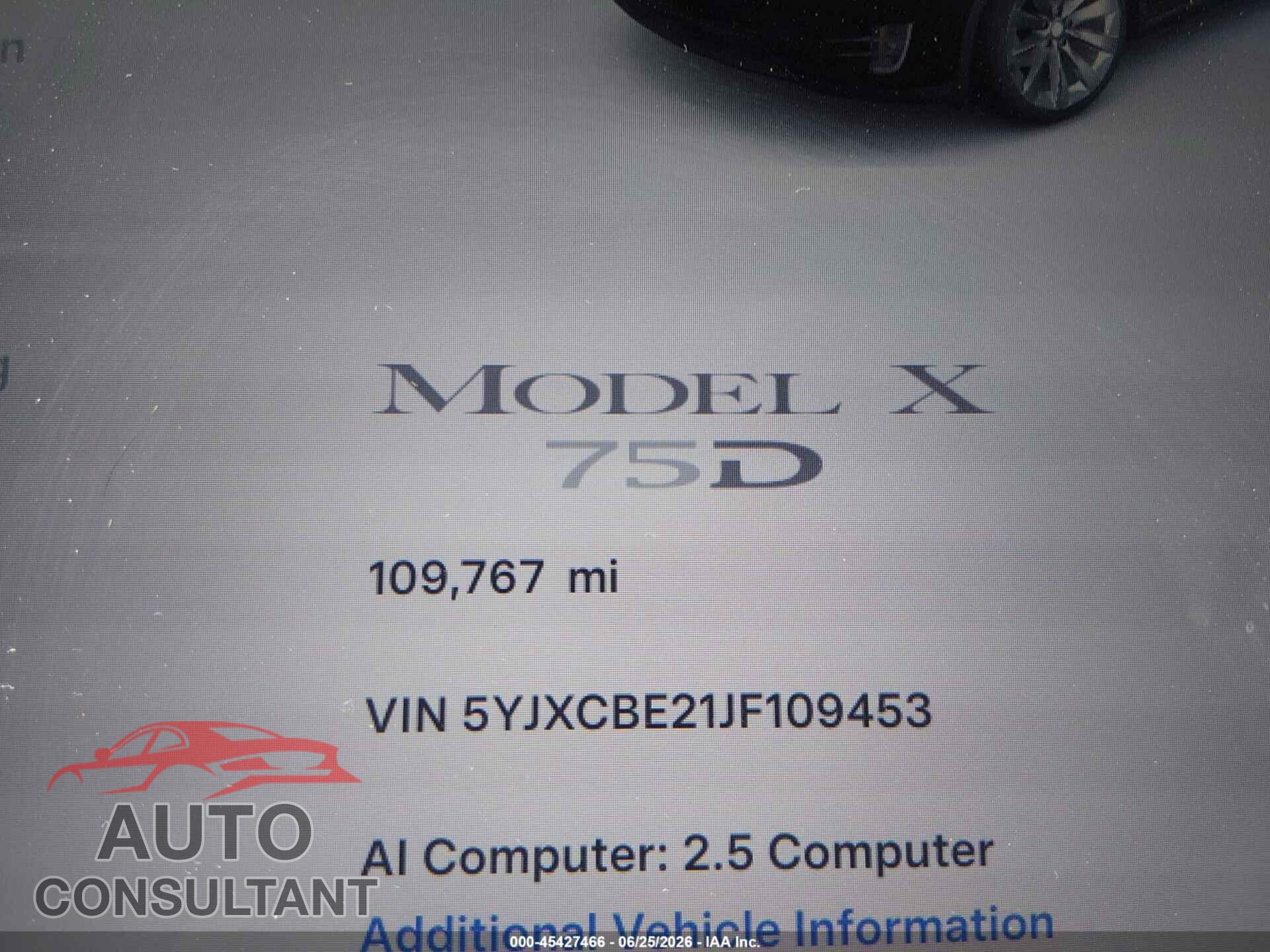 TESLA MODEL X 2018 - 5YJXCBE21JF109453