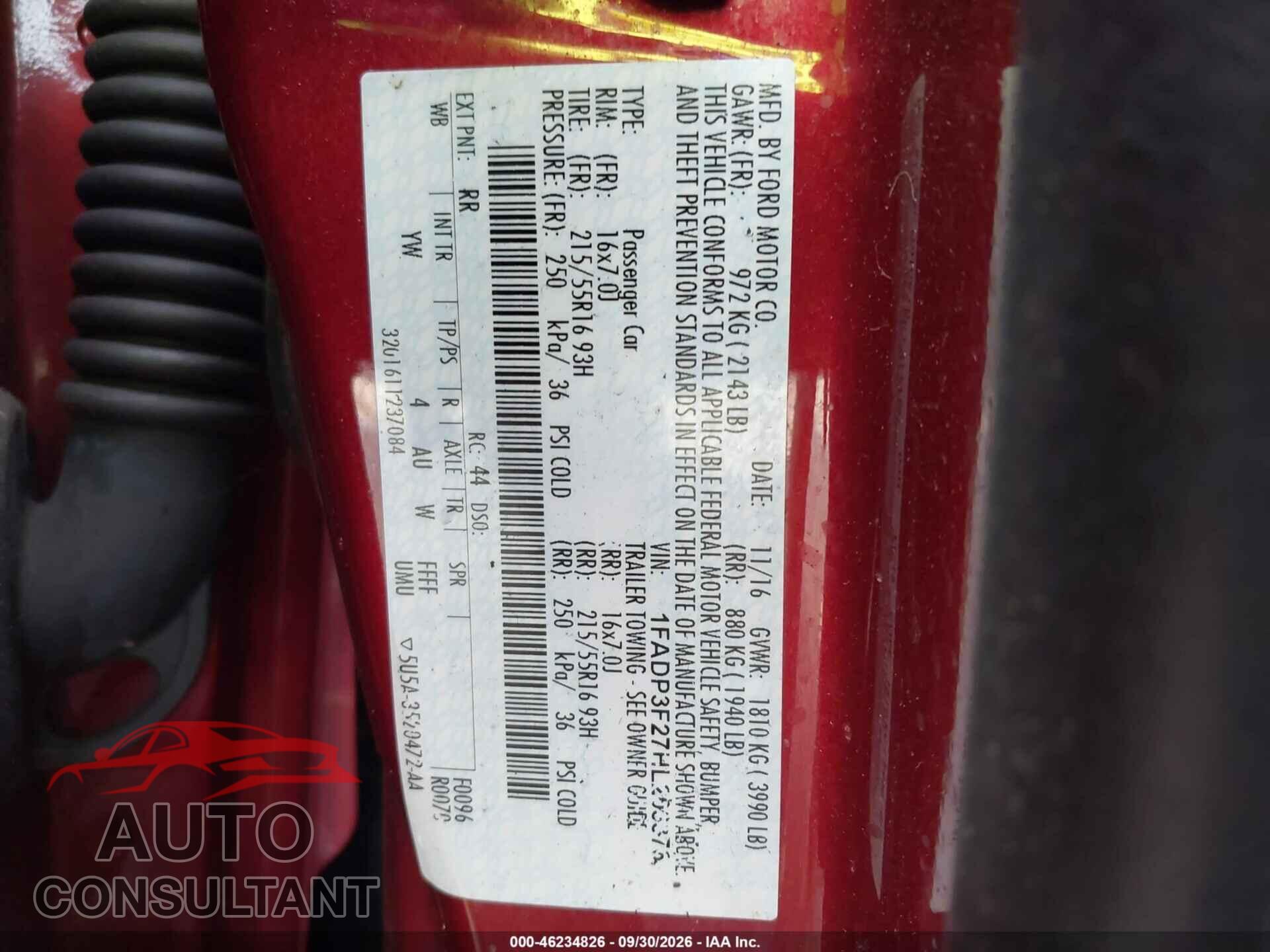 FORD FOCUS 2017 - 1FADP3F27HL203376