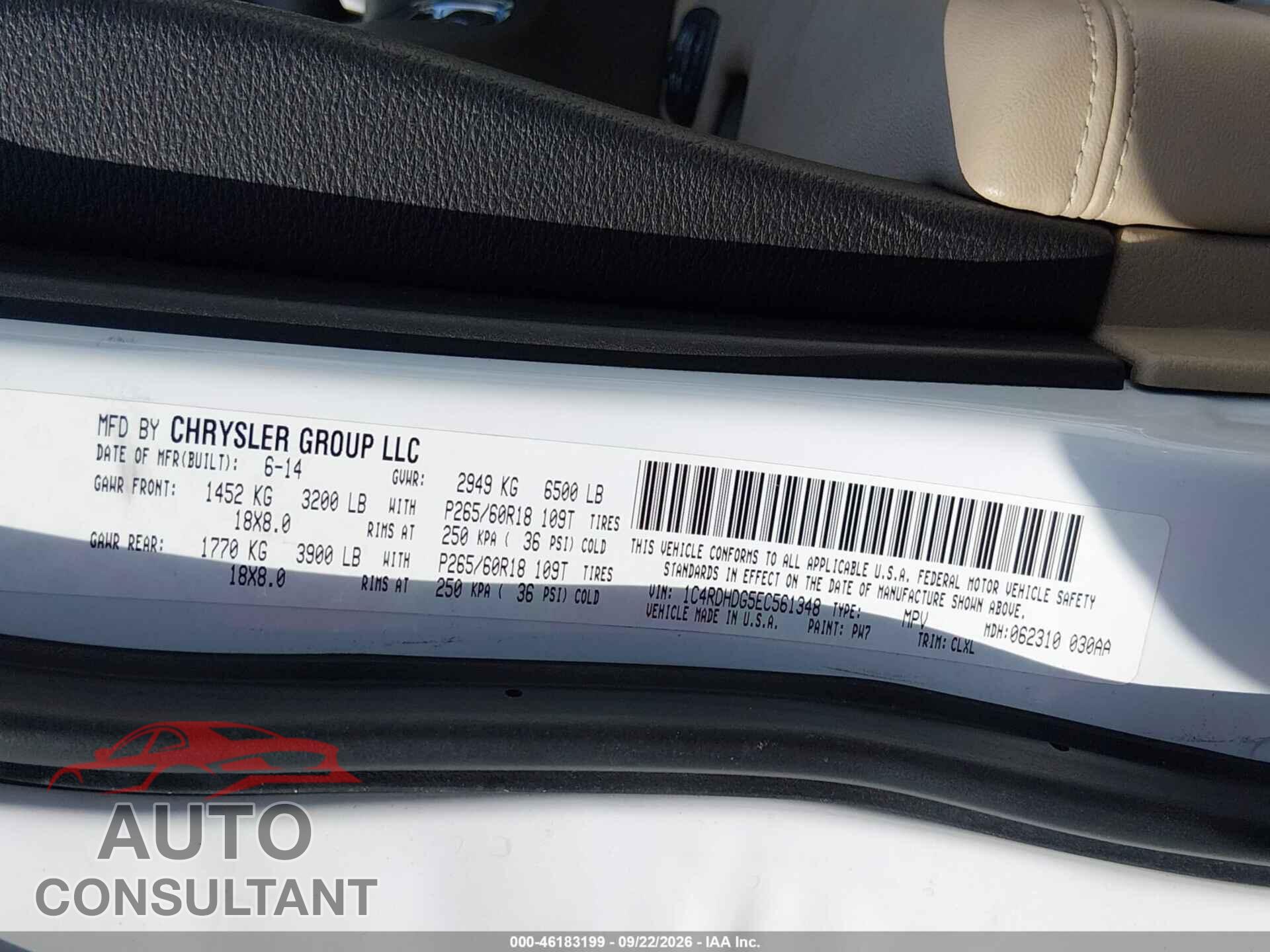 DODGE DURANGO 2014 - 1C4RDHDG5EC561348