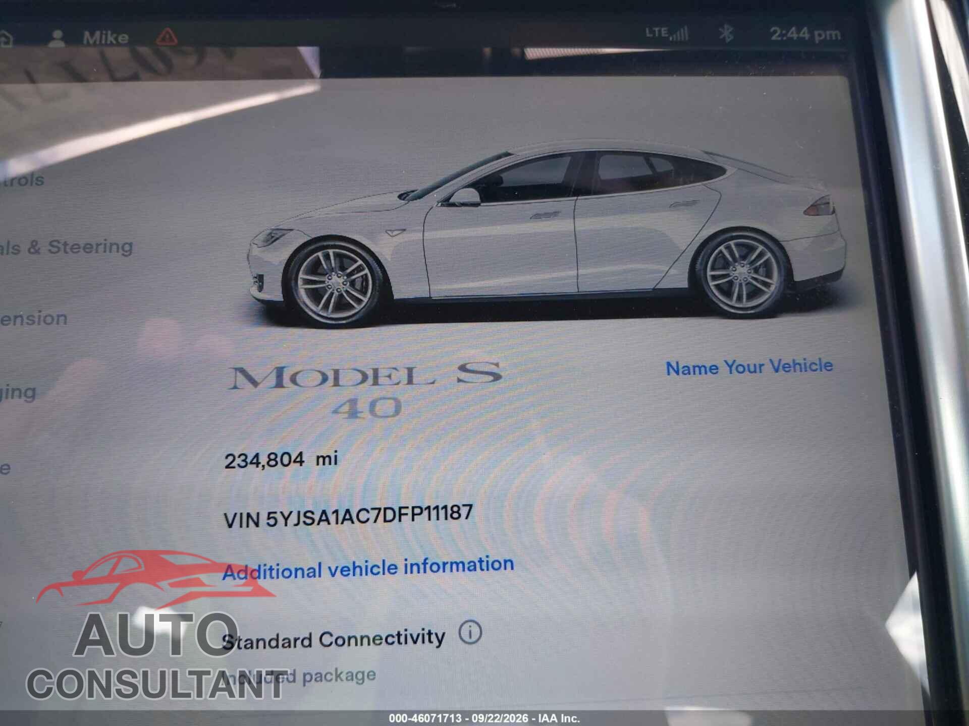 TESLA MODEL S 2013 - 5YJSA1AC7DFP11187