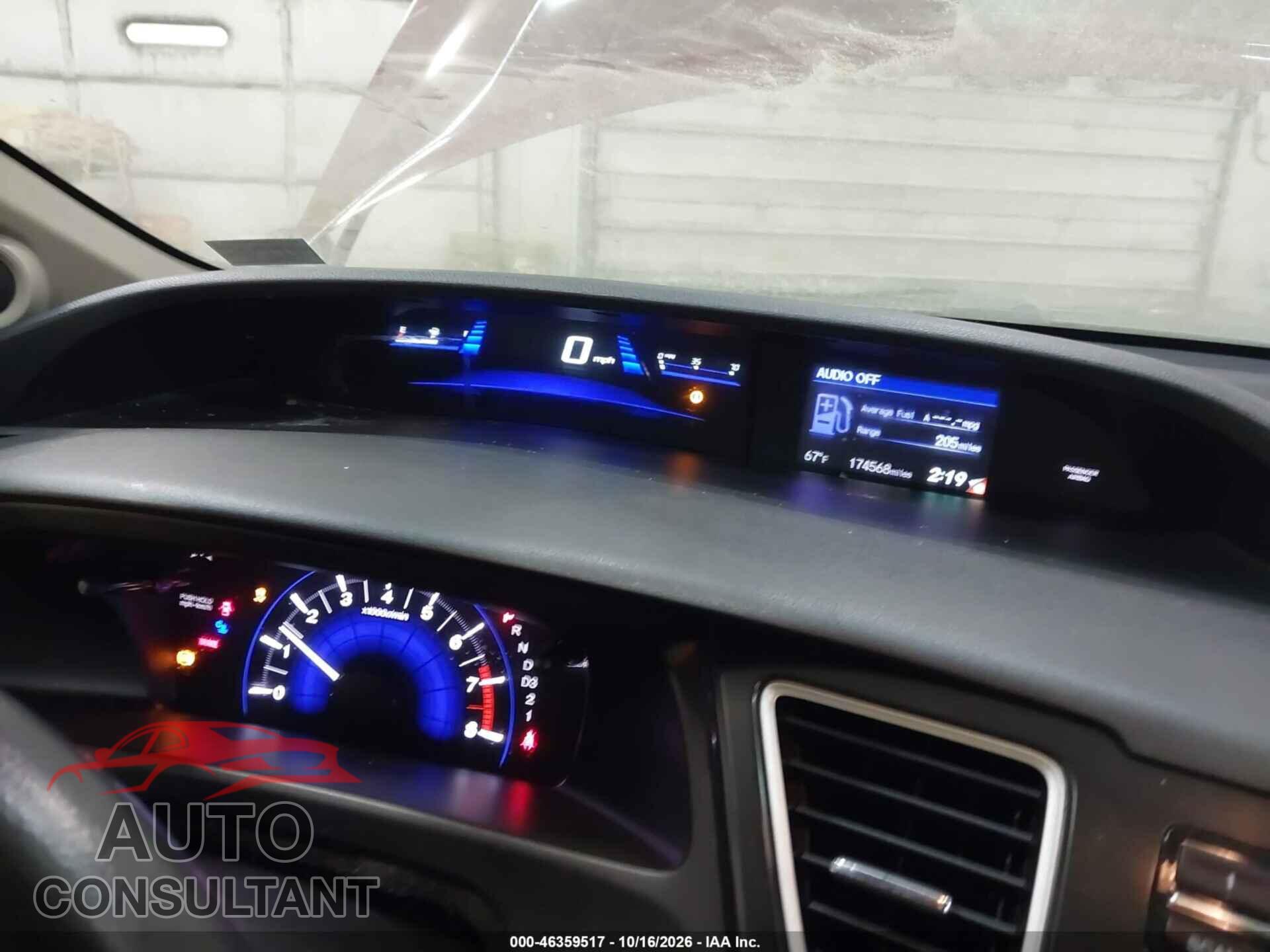 HONDA CIVIC 2013 - 19XFB2F80DE233449