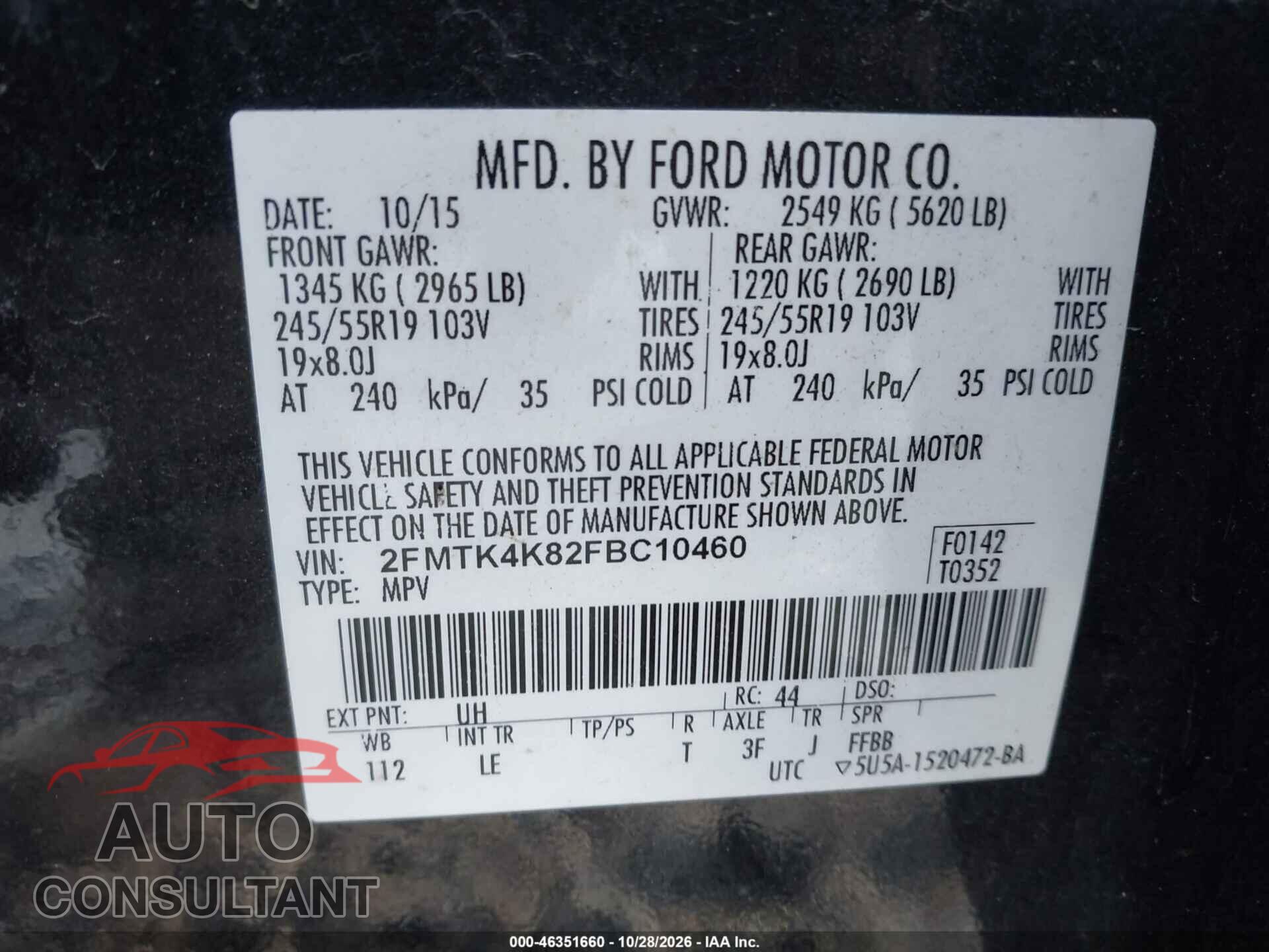 FORD EDGE 2015 - 2FMTK4K82FBC10460