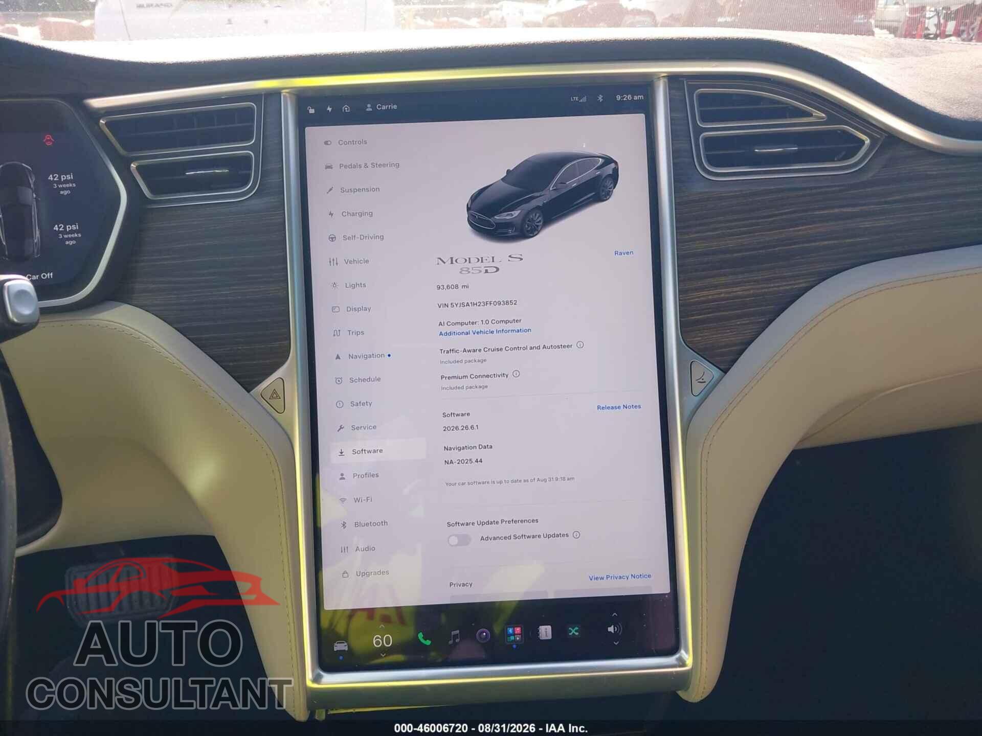 TESLA MODEL S 2015 - 5YJSA1H23FF093852