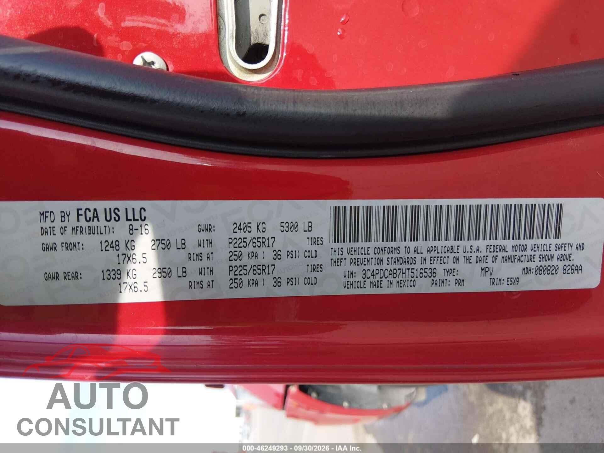 DODGE JOURNEY 2017 - 3C4PDCAB7HT516536