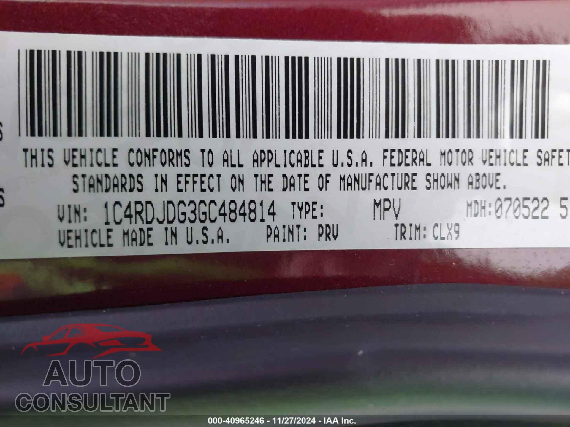 DODGE DURANGO 2016 - 1C4RDJDG3GC484814