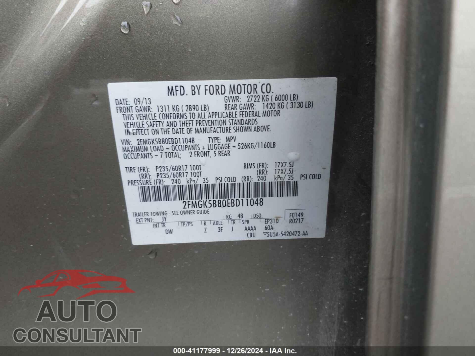 FORD FLEX 2014 - 2FMGK5B80EBD11048