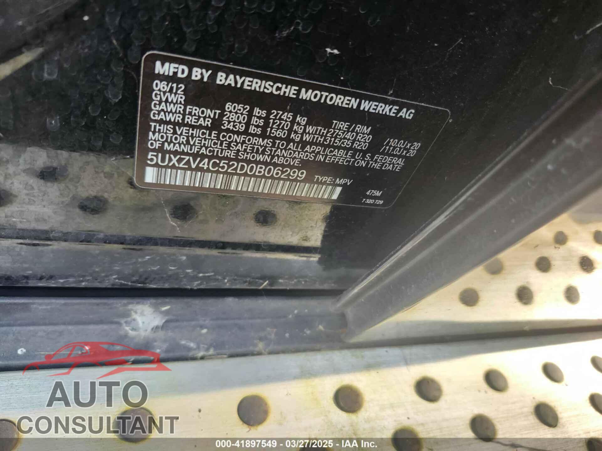 BMW X5 2013 - 5UXZV4C52D0B06299