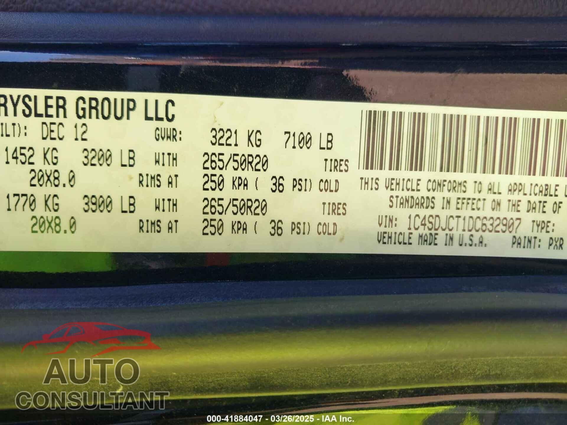 DODGE DURANGO 2013 - 1C4SDJCT1DC632907