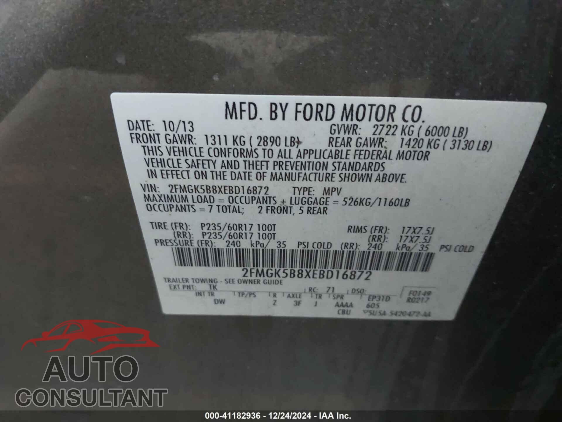 FORD FLEX 2014 - 2FMGK5B8XEBD16872