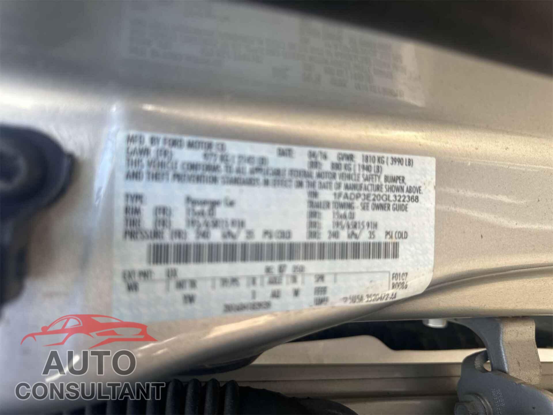 FORD FOCUS 2016 - 1FADP3E20GL322368