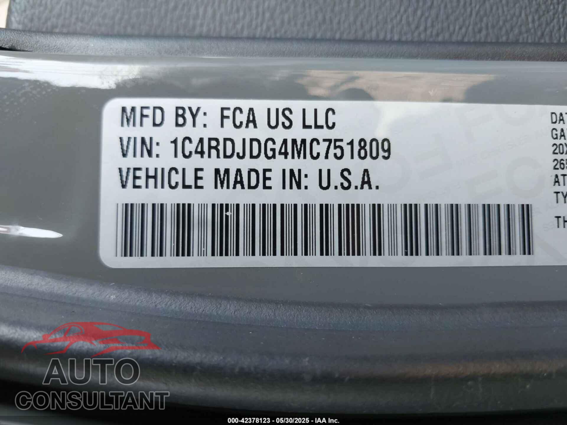 DODGE DURANGO 2021 - 1C4RDJDG4MC751809