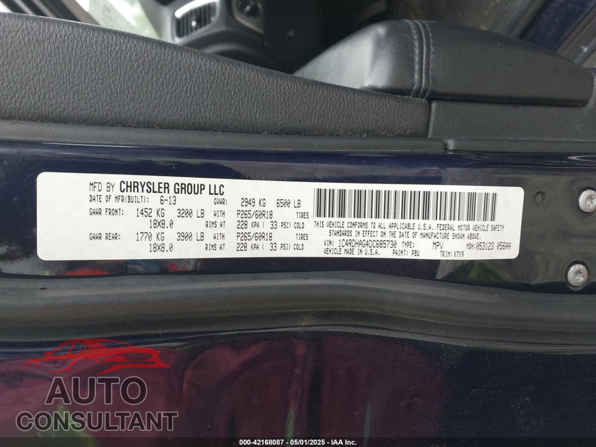 DODGE DURANGO 2013 - 1C4RDHAG4DC685730