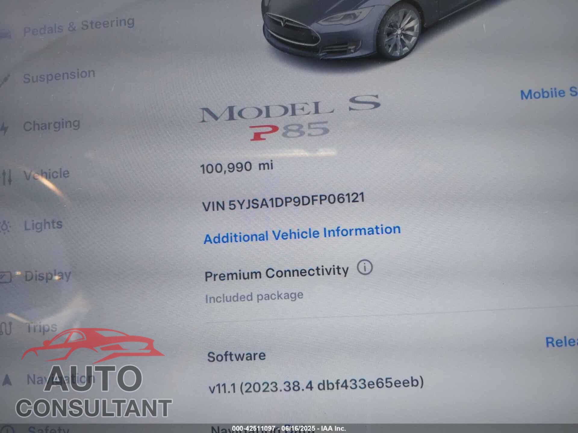 TESLA MODEL S 2013 - 5YJSA1DP9DFP06121