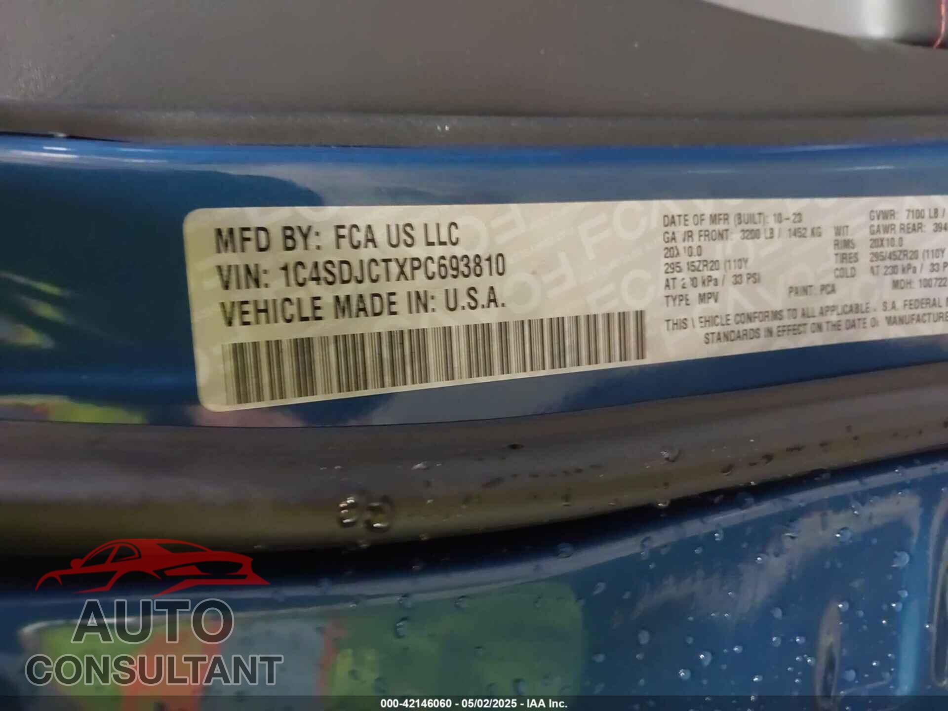 DODGE DURANGO 2023 - 1C4SDJCTXPC693810