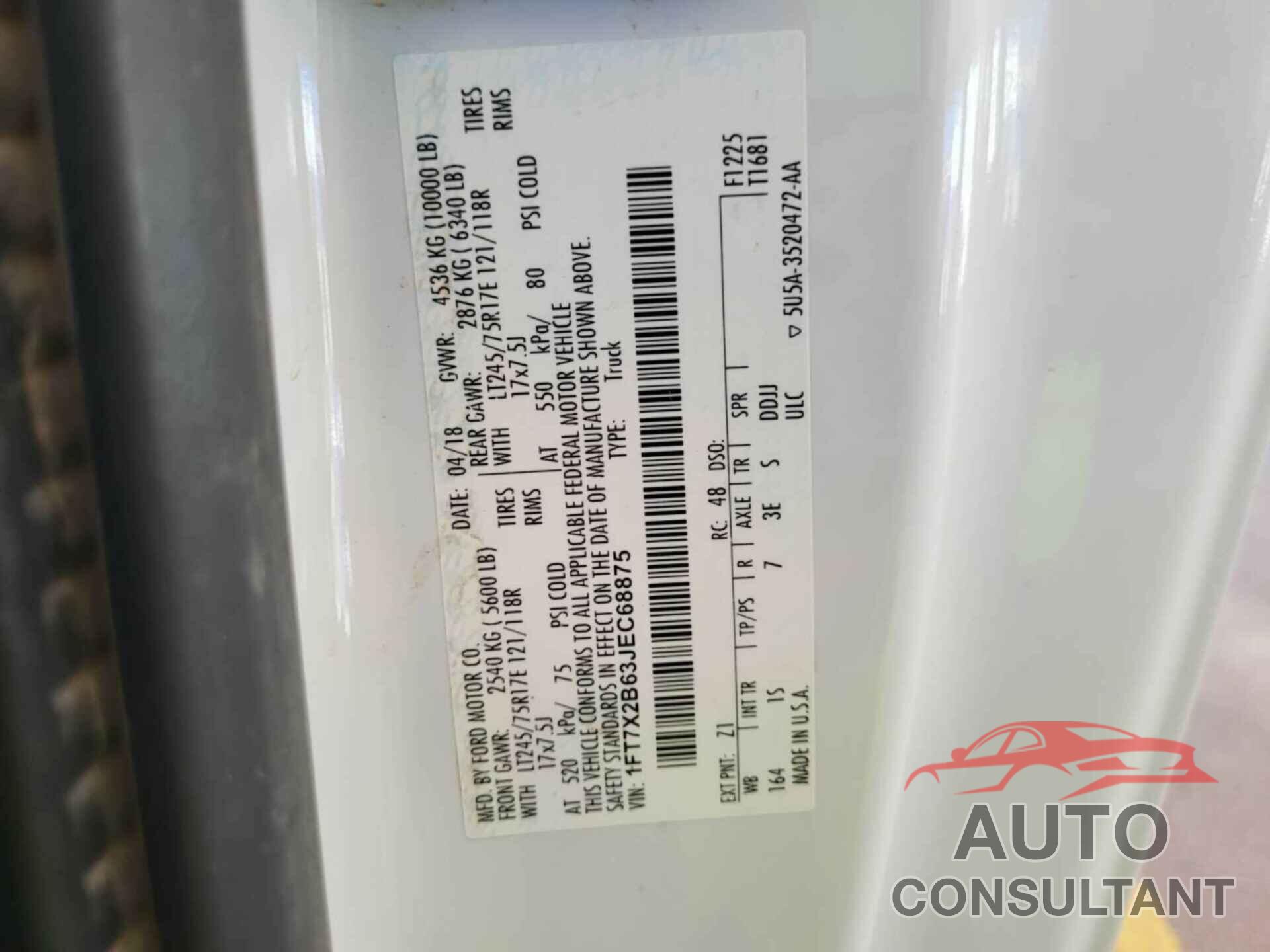 FORD F250 2018 - 1FT7X2B63JEC68875