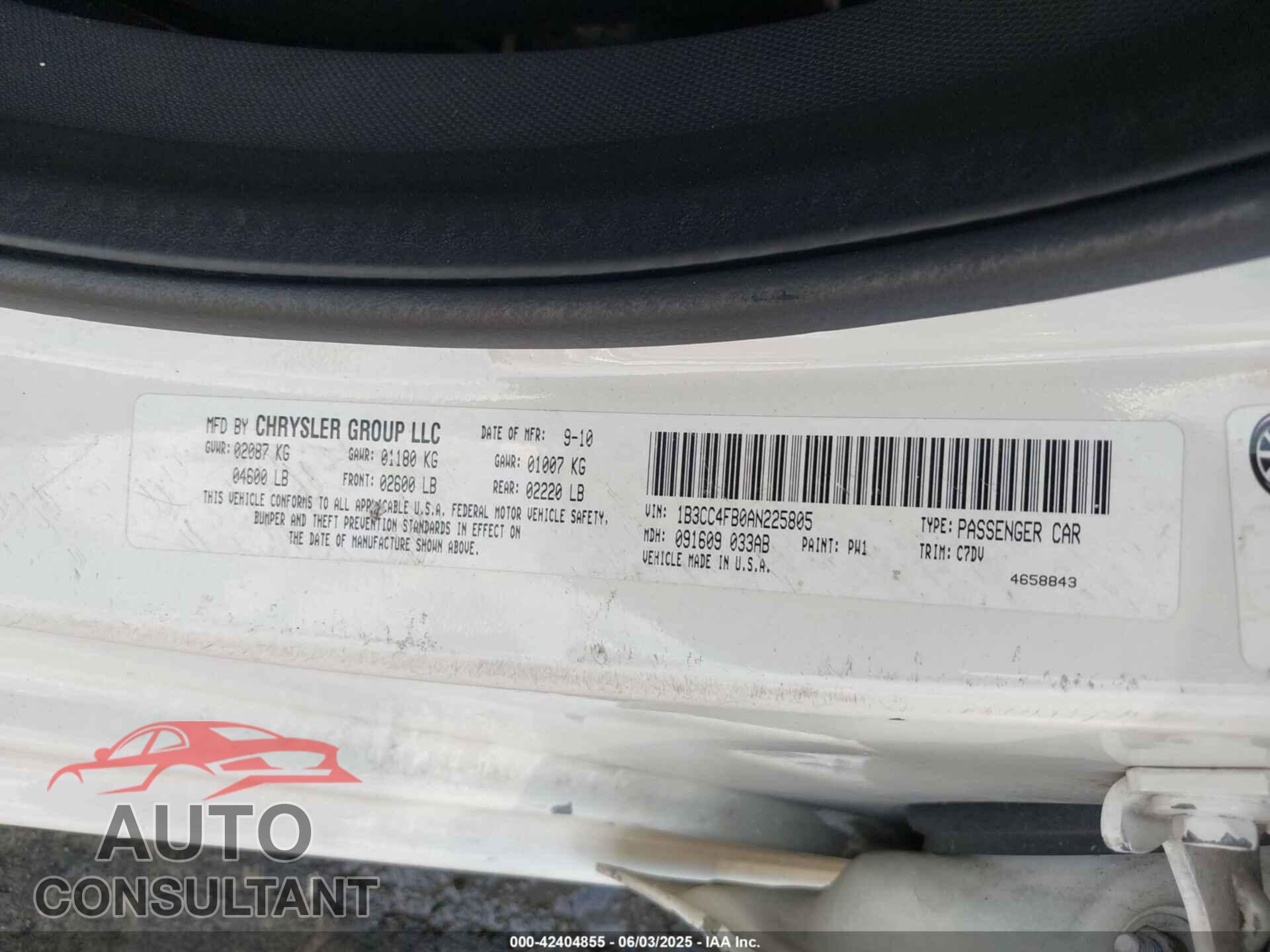 DODGE AVENGER 2010 - 1B3CC4FB0AN225805