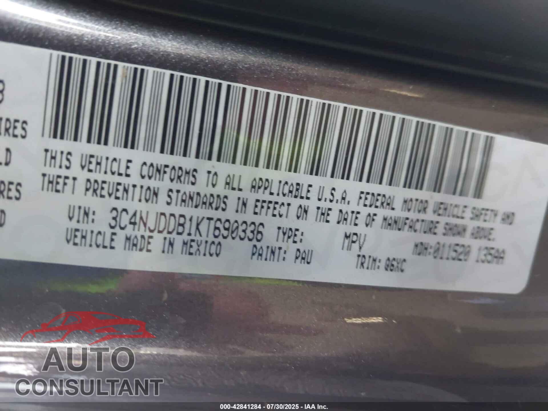 JEEP COMPASS 2019 - 3C4NJDDB1KT690336