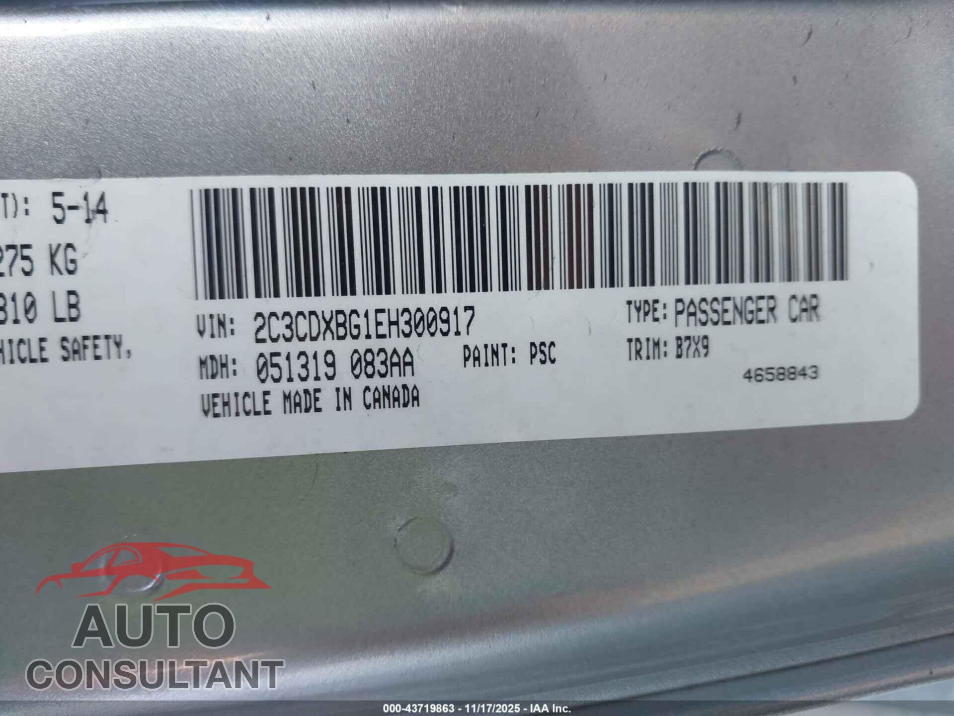 DODGE CHARGER 2014 - 2C3CDXBG1EH300917