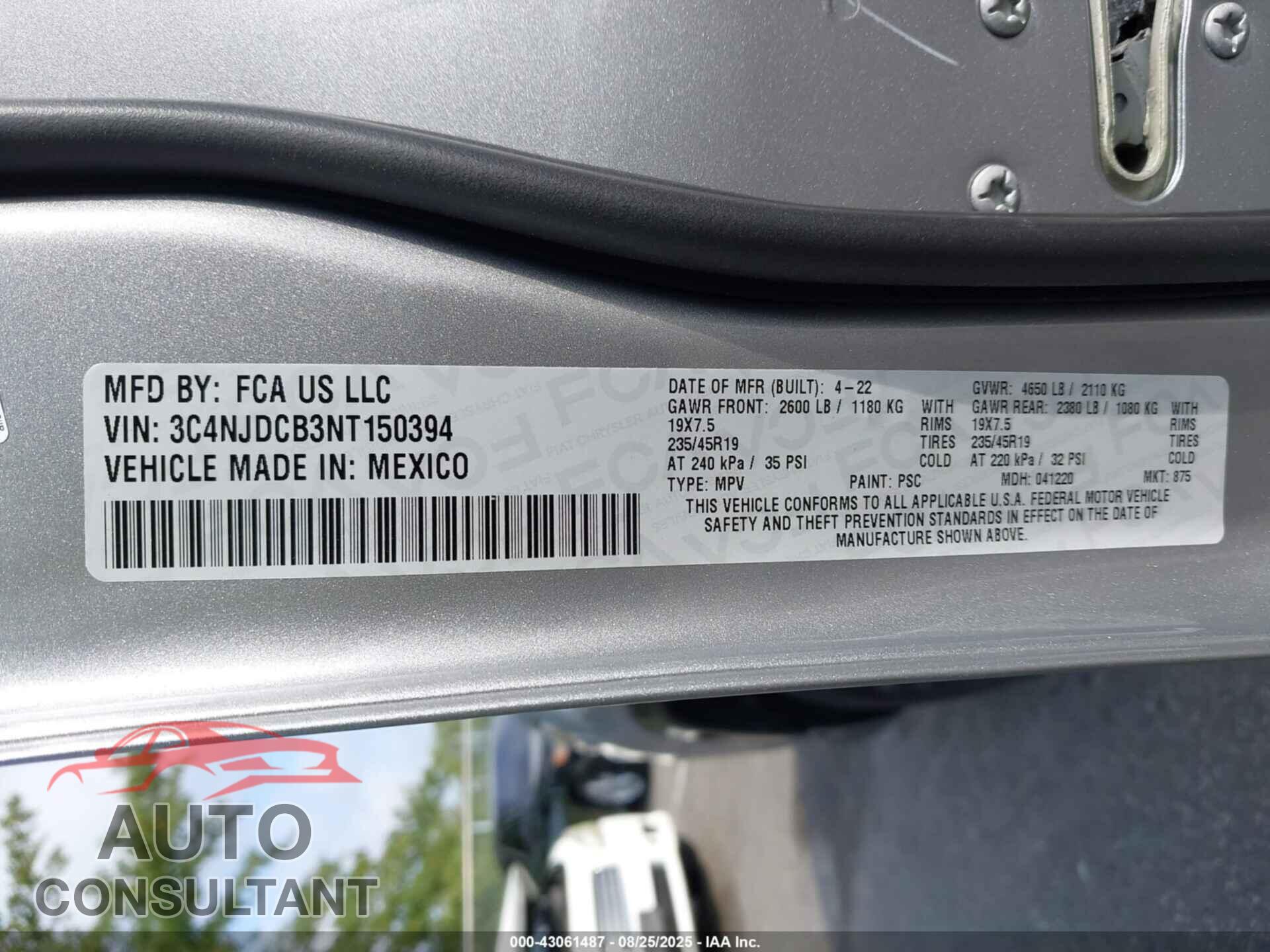 JEEP COMPASS 2015 - 1C4NJDBB2FD225529