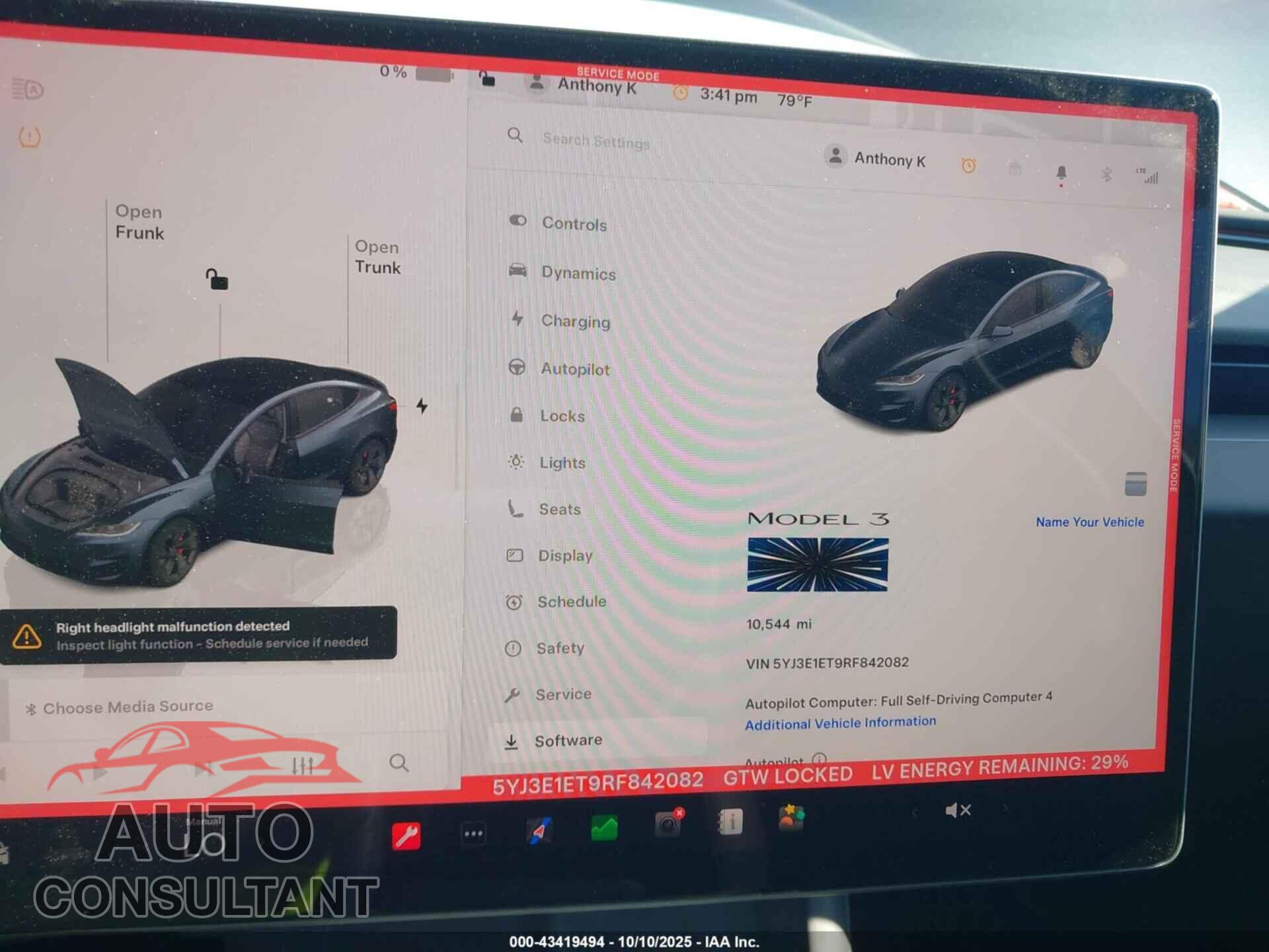 TESLA MODEL 3 2024 - 5YJ3E1ET9RF842082