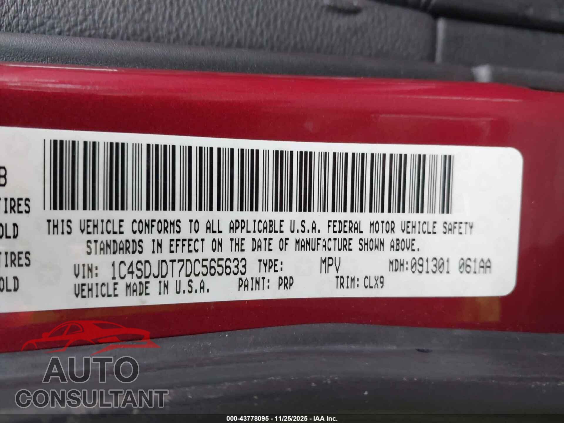 DODGE DURANGO 2013 - 1C4SDJDT7DC565633