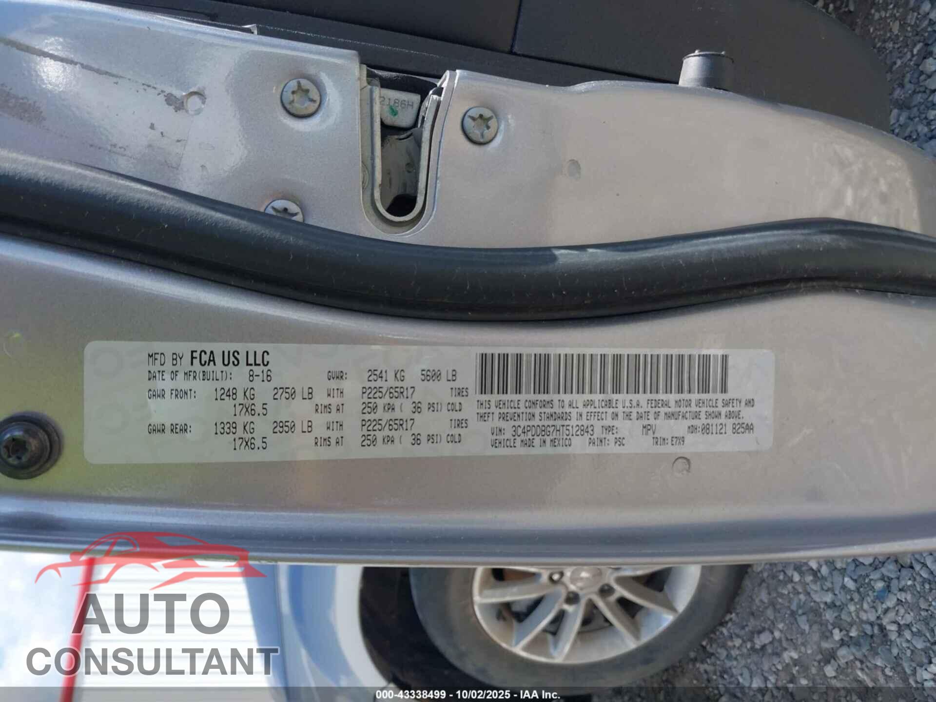 DODGE JOURNEY 2017 - 3C4PDDBG7HT512843