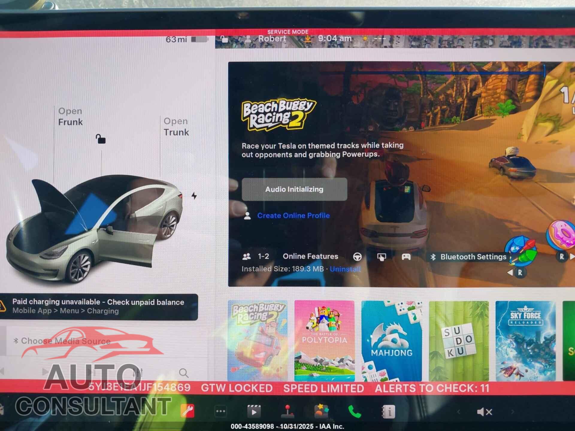 TESLA MODEL 3 2018 - 5YJ3E1EA1JF154869