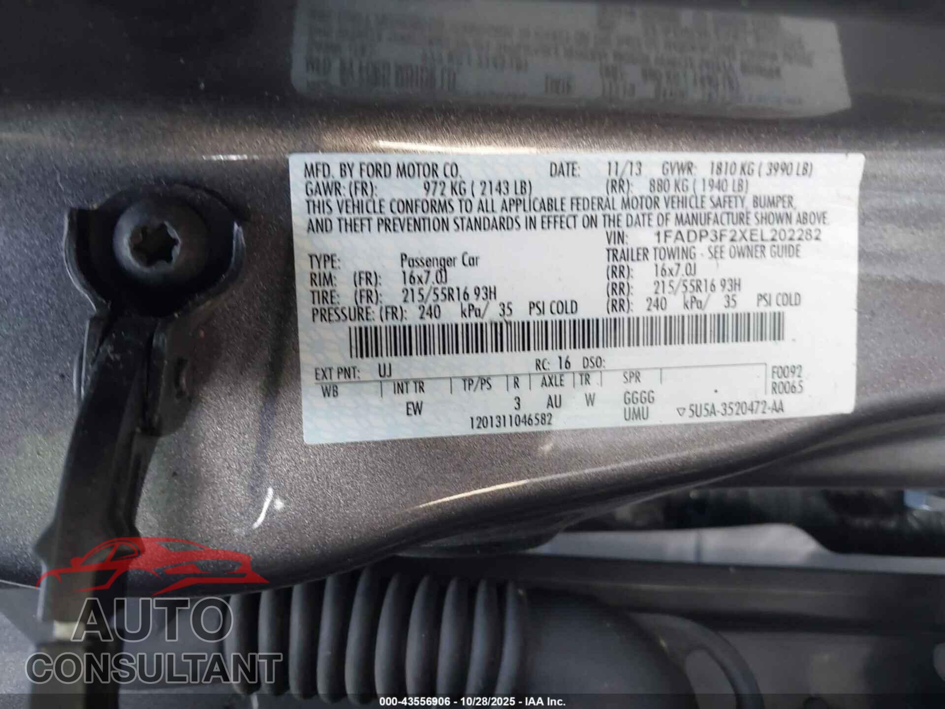 FORD FOCUS 2014 - 1FADP3F2XEL202282