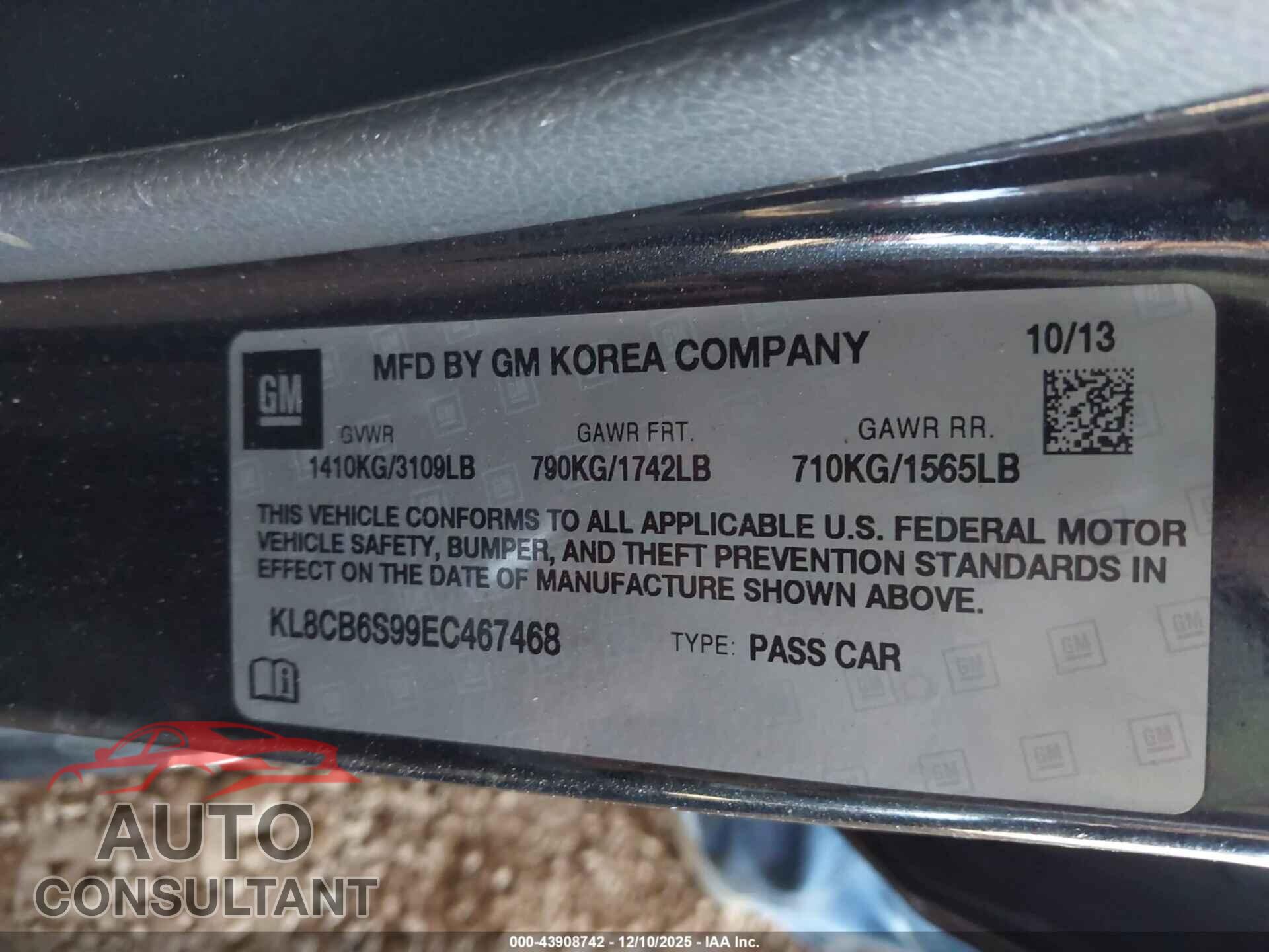 CHEVROLET SPARK 2014 - KL8CB6S99EC467468