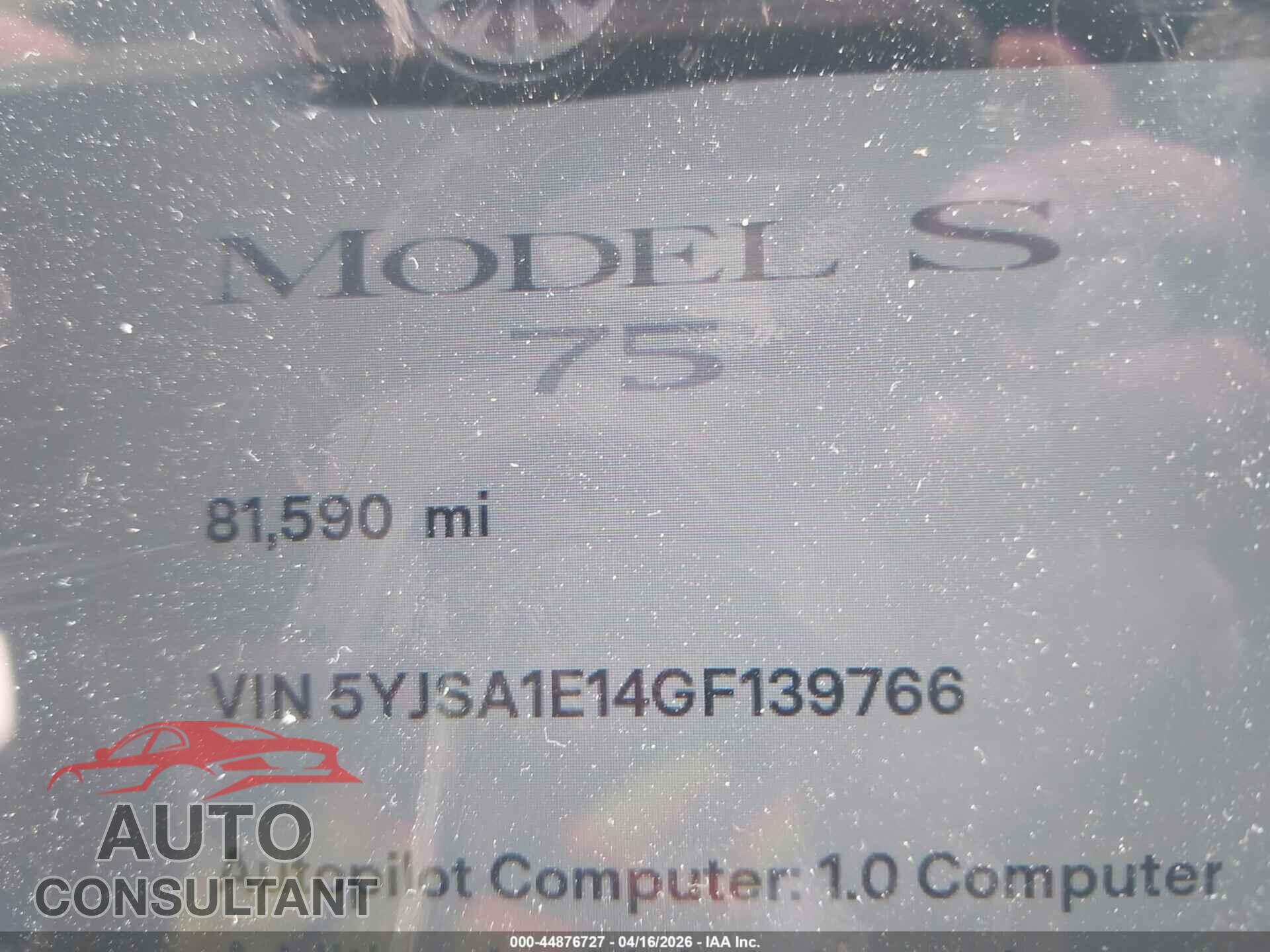 TESLA MODEL S 2016 - 5YJSA1E14GF139766