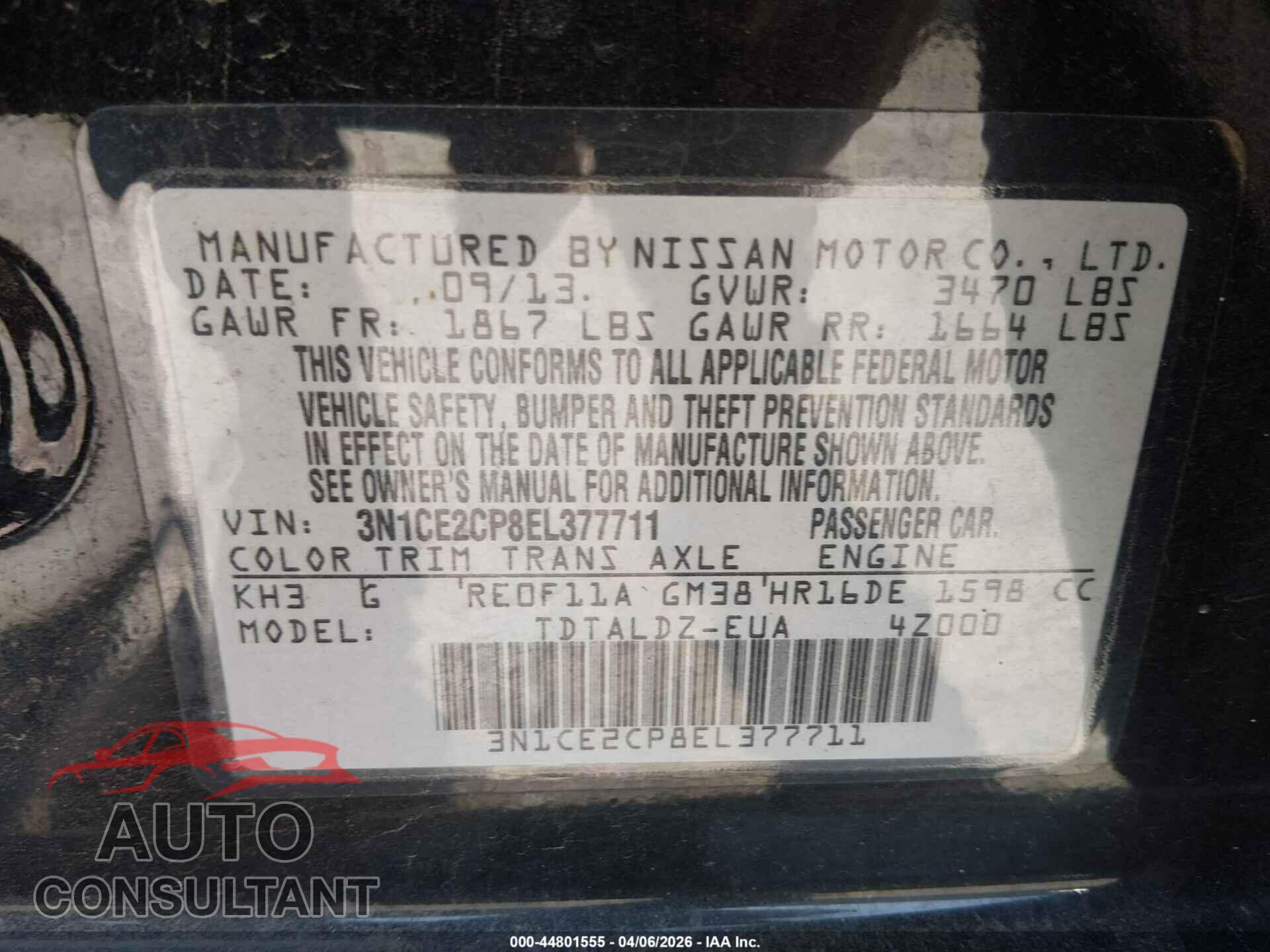 NISSAN VERSA NOTE 2014 - 3N1CE2CP8EL377711