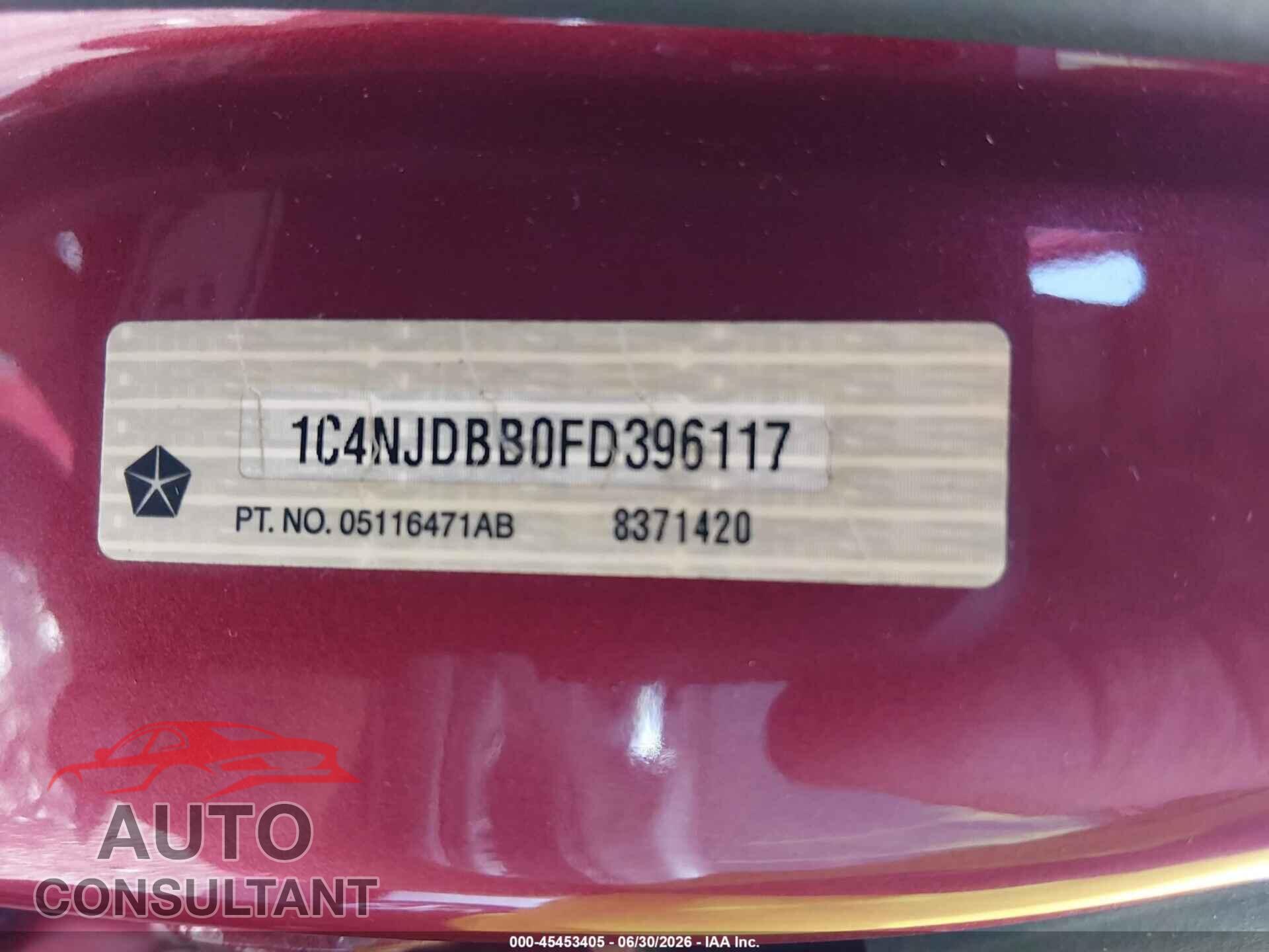 JEEP COMPASS 2015 - 1C4NJDBB0FD396117