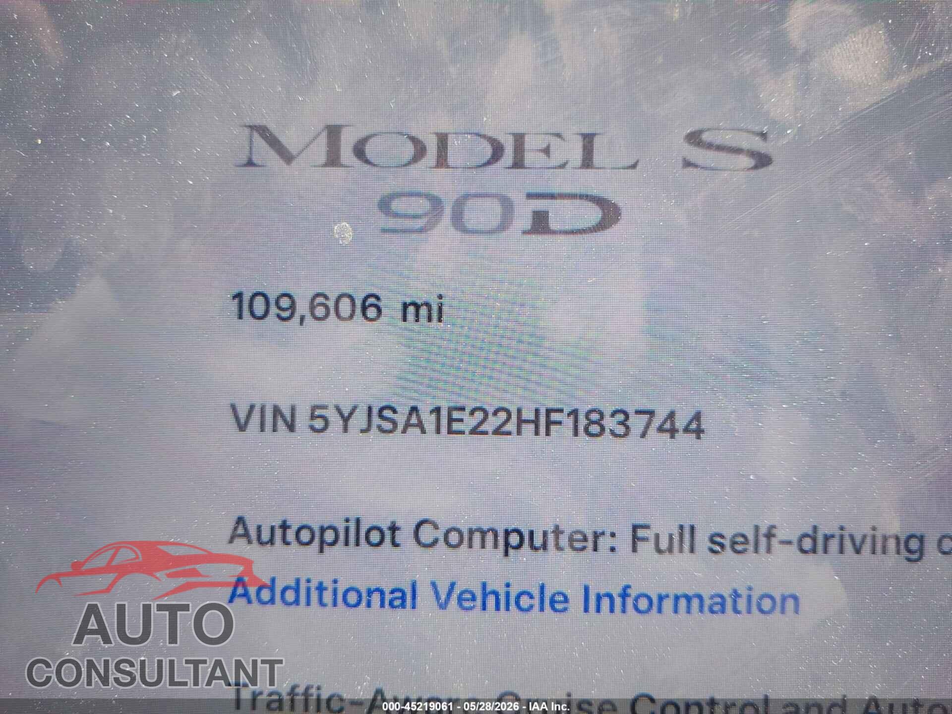 TESLA MODEL S 2017 - 5YJSA1E22HF183744