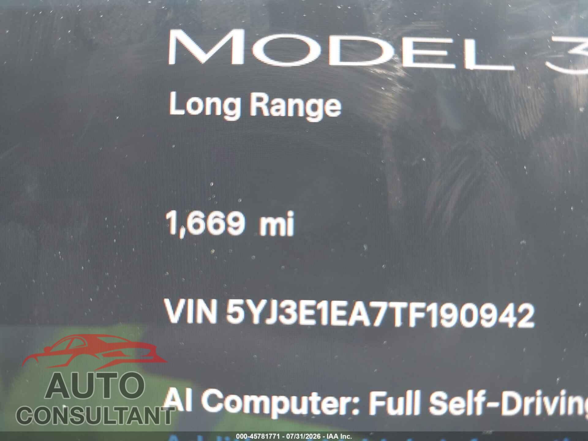 TESLA MODEL 3 2026 - 5YJ3E1EA7TF190942