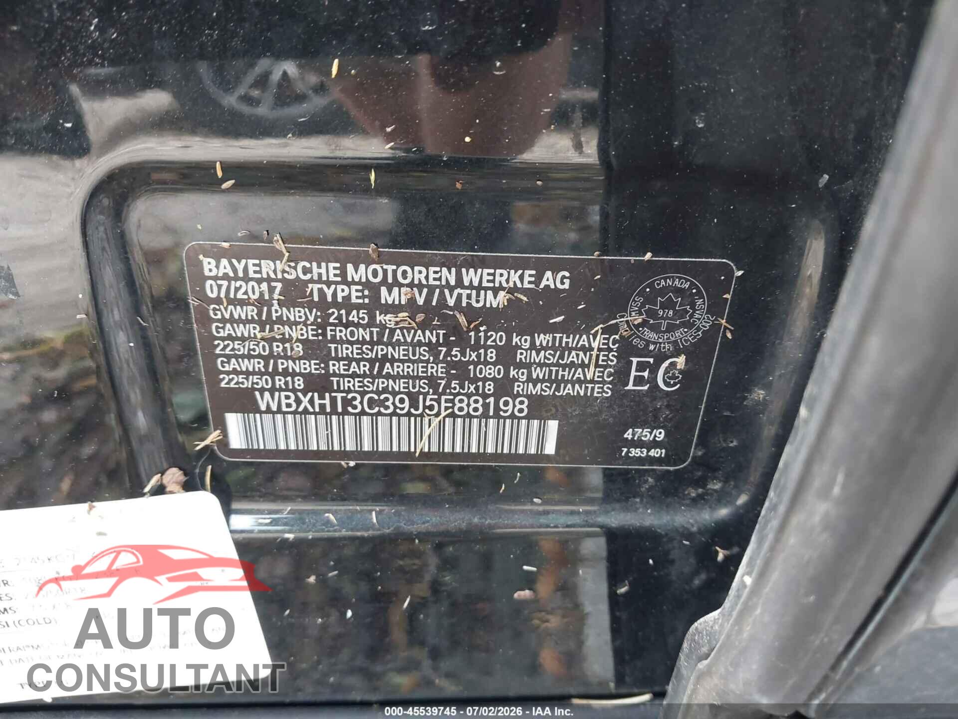 BMW X1 2018 - WBXHT3C39J5F88198