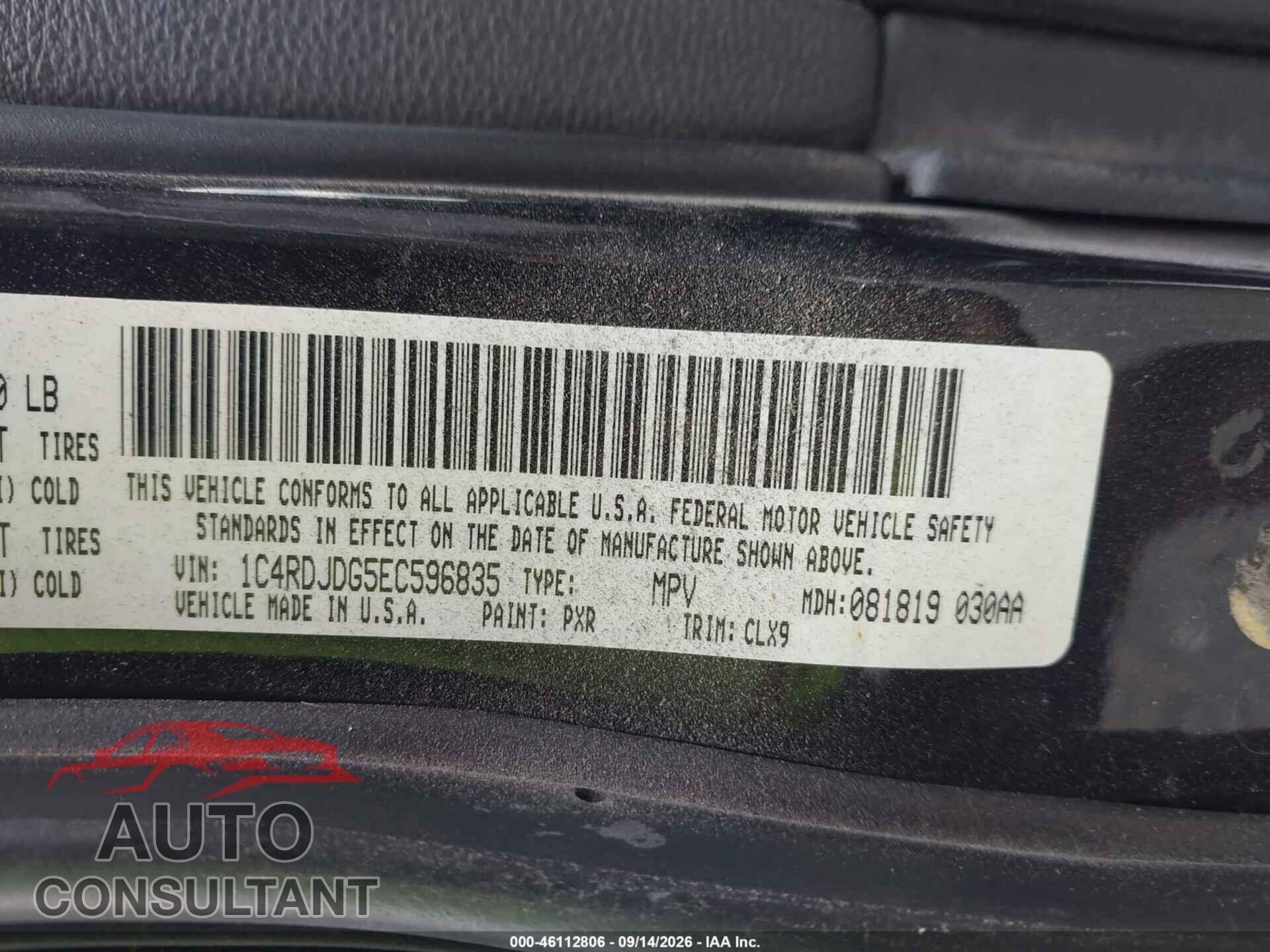 DODGE DURANGO 2014 - 1C4RDJDG5EC596835