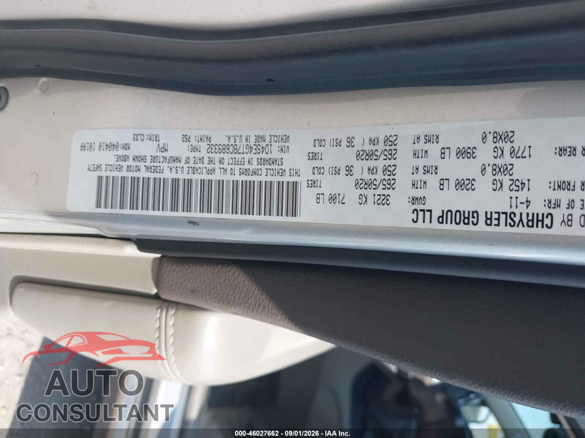 DODGE DURANGO 2011 - 1D4SE4GT7BC689332