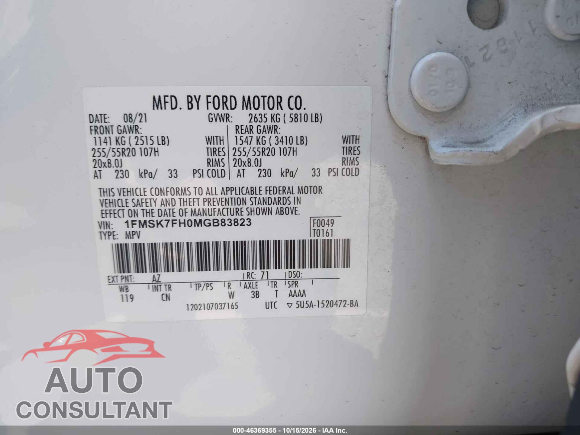 FORD EXPLORER 2021 - 1FMSK7FH0MGB83823