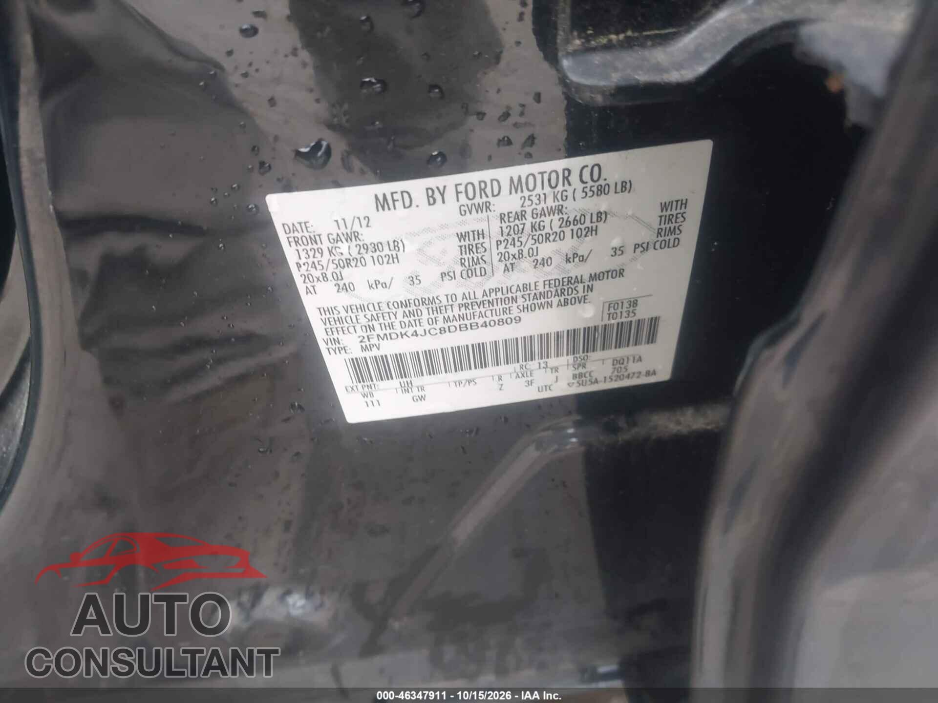 FORD EDGE 2013 - 2FMDK4JC8DBB40809