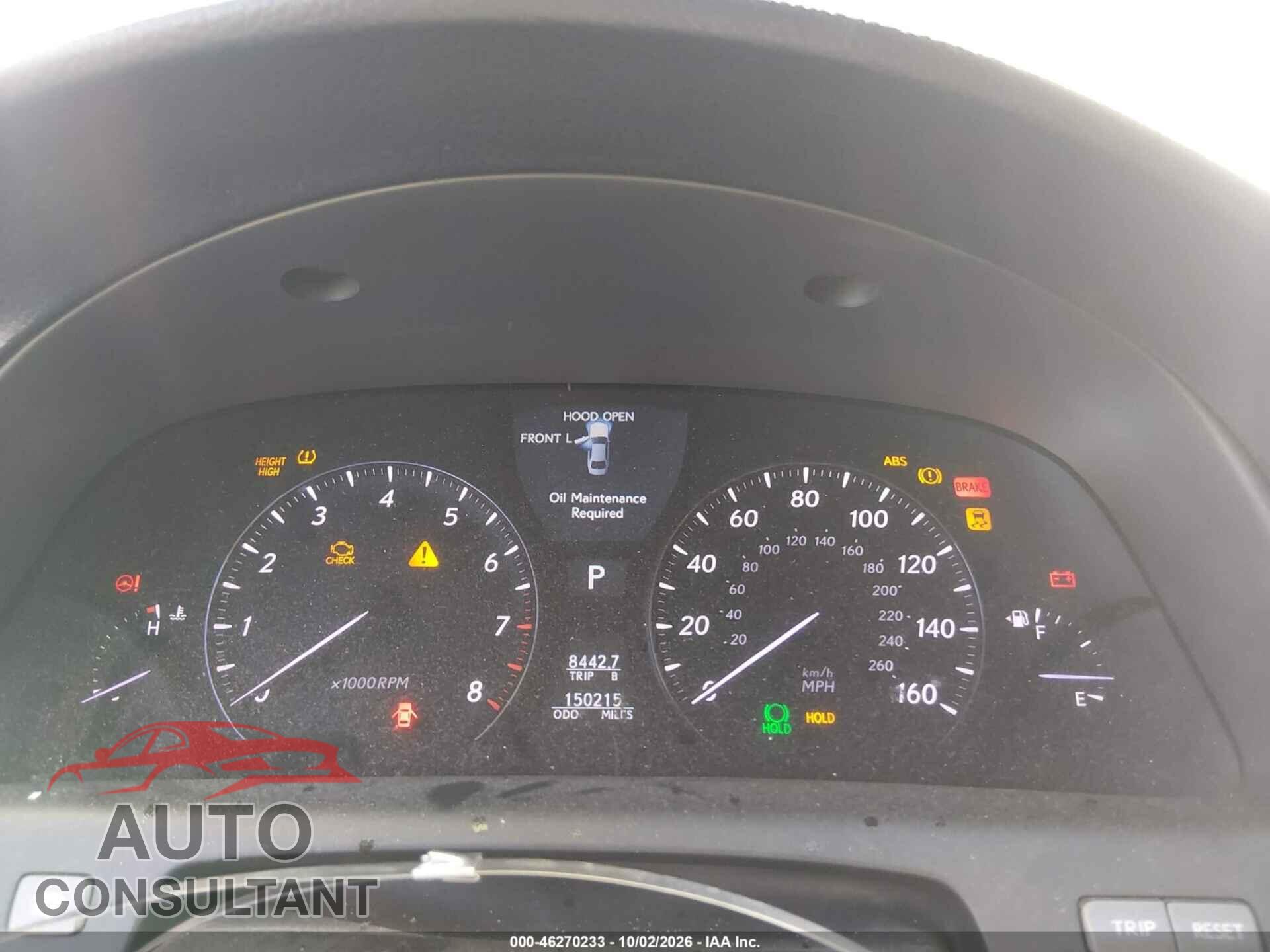 LEXUS LS 460 2012 - JTHCL1EF6C5014708
