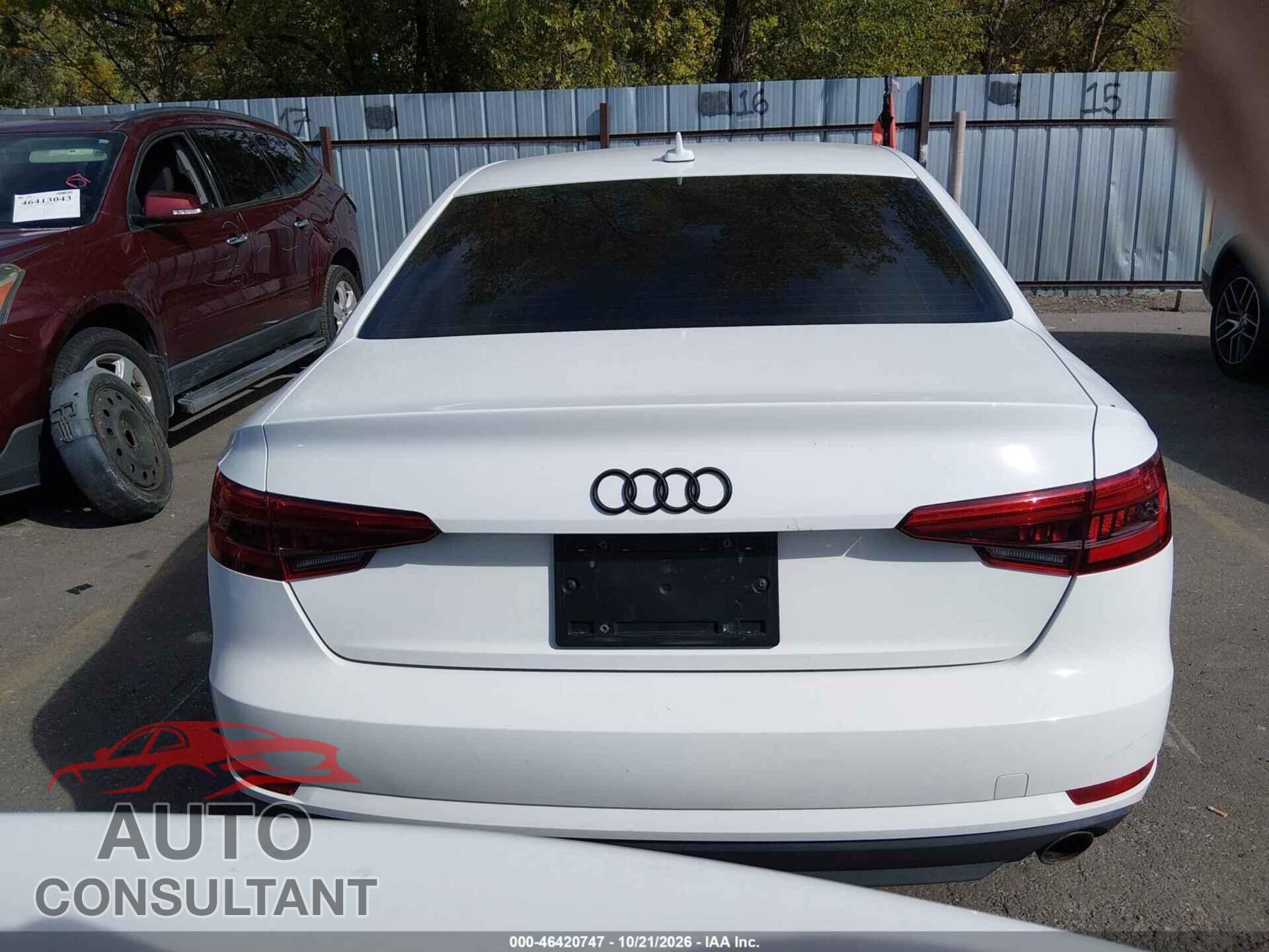 AUDI A4 2017 - WAUANAF40HA078304